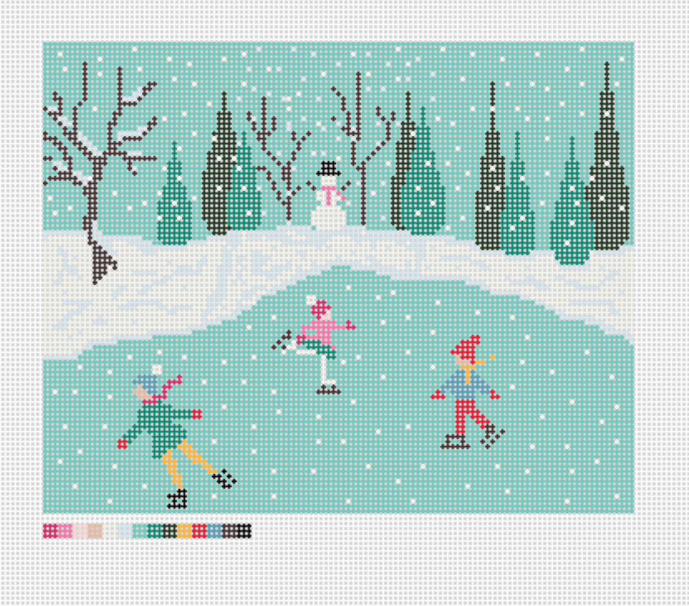 Vintage Skaters and Snowmen