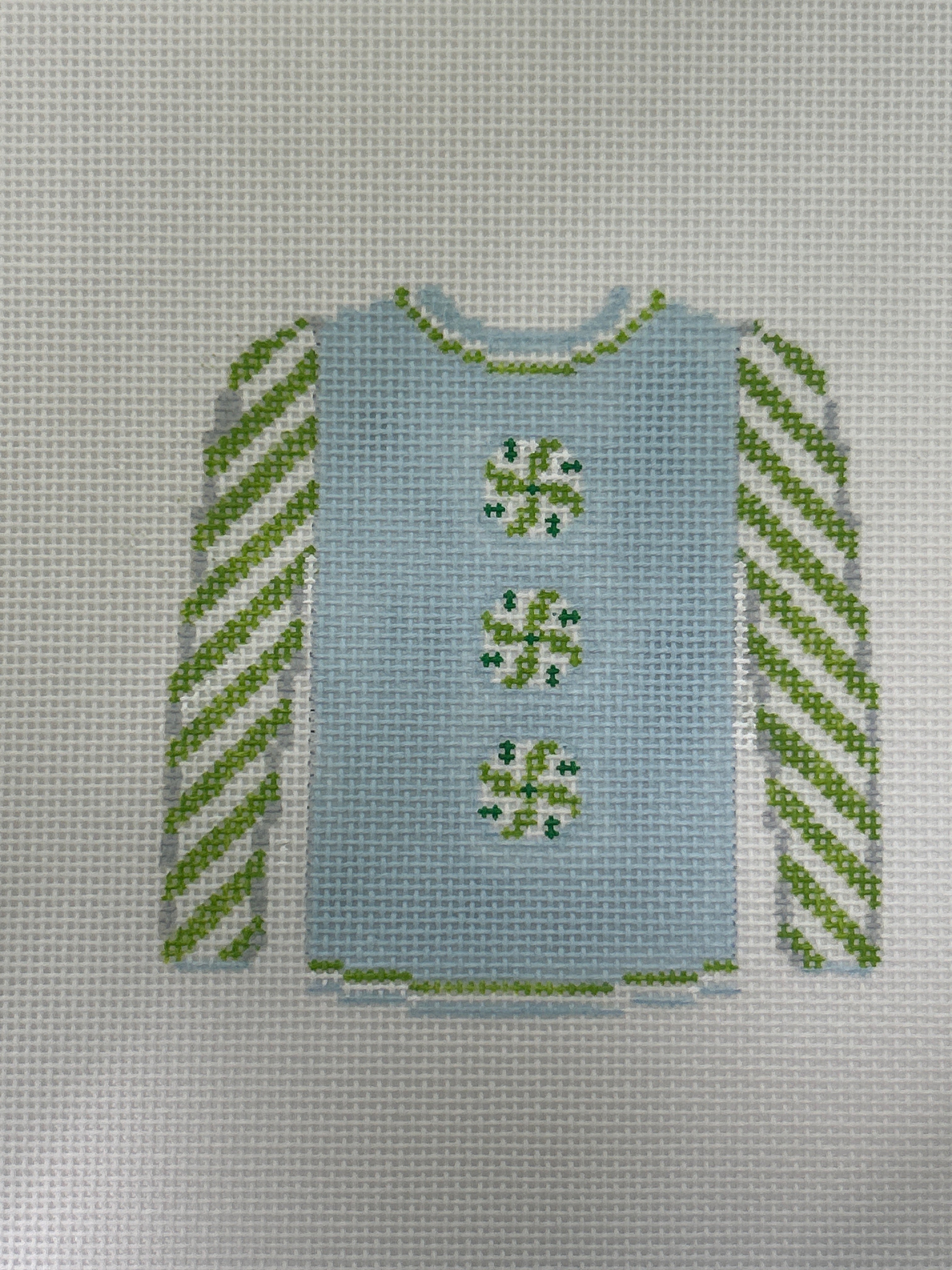 Peppermints on Blue Sweater O-199AD