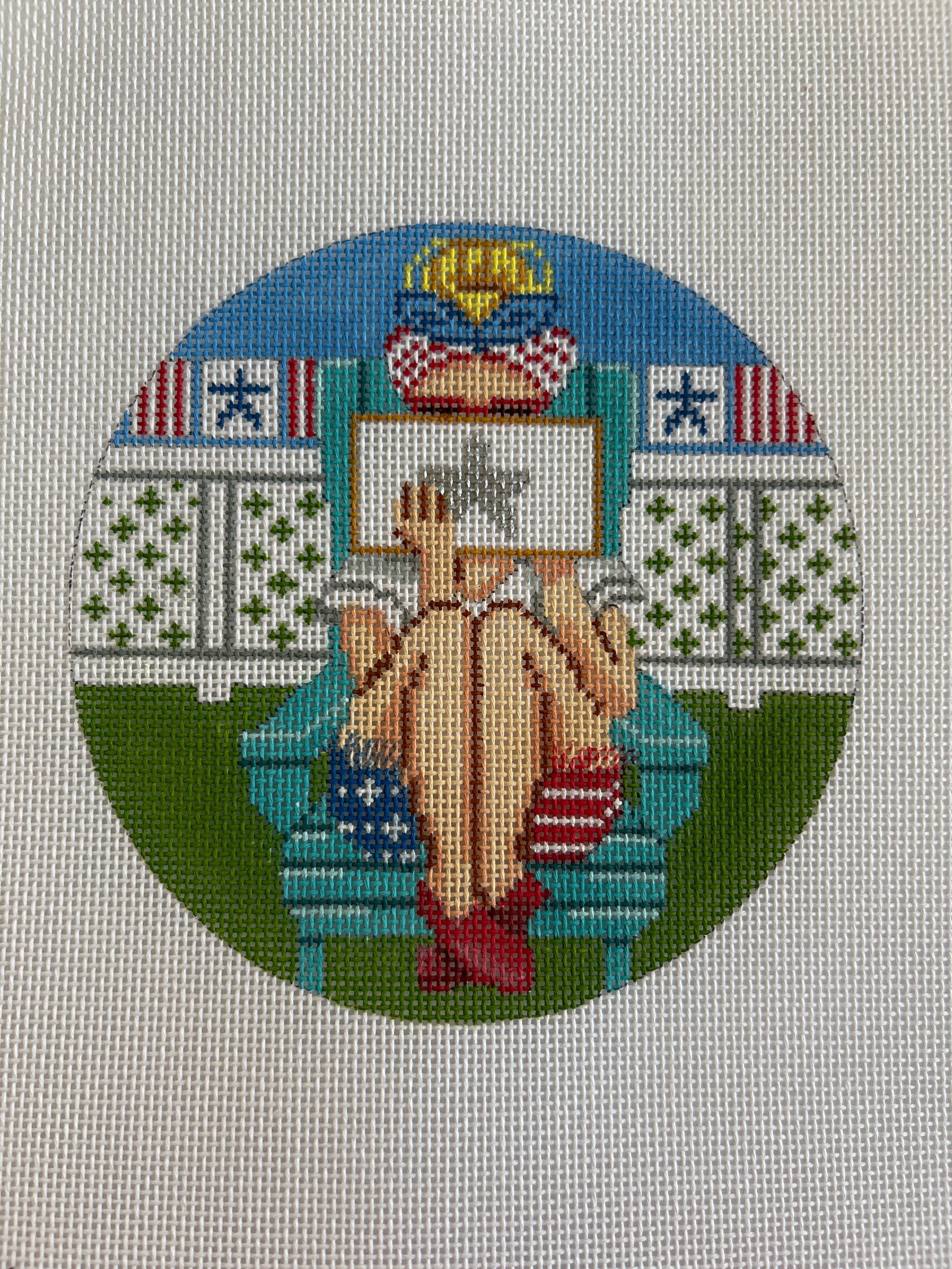 Patriotic Stitching Girl Round GE- PEW ORDER