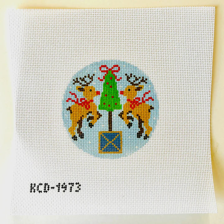 Rudolph with Topiary Blue Round KCD1973