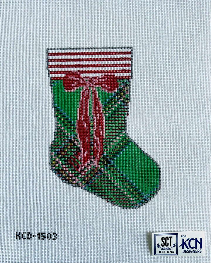 Green Tartan Mini Sock Canvas KCD1503