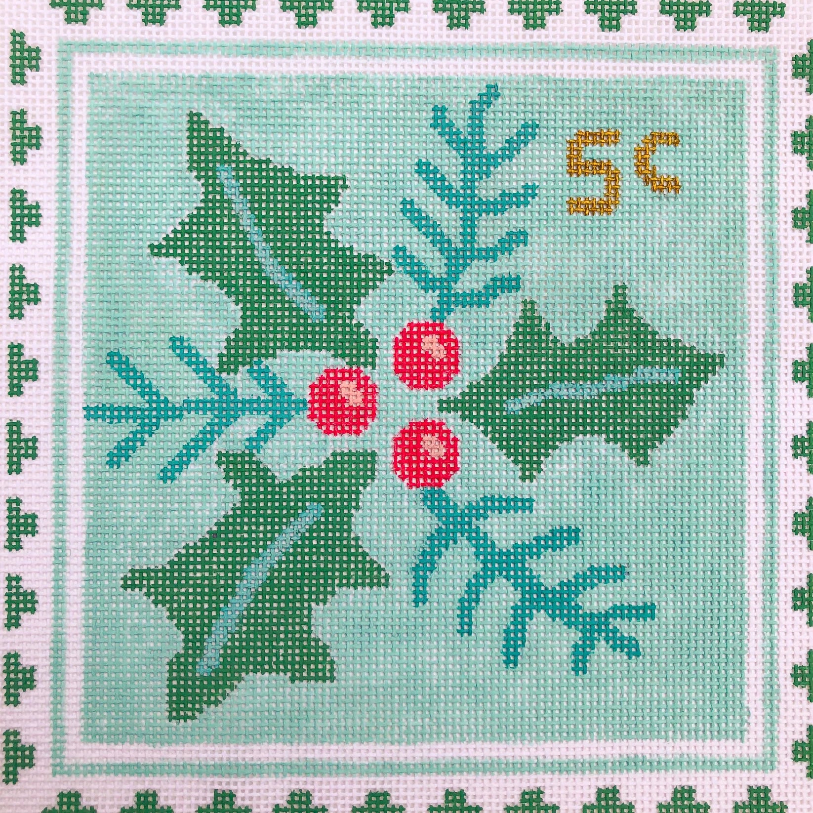 Holly Stamp Pillow SRD-161