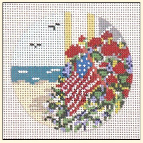 July-Patriotic Flowers Ornament 8-07