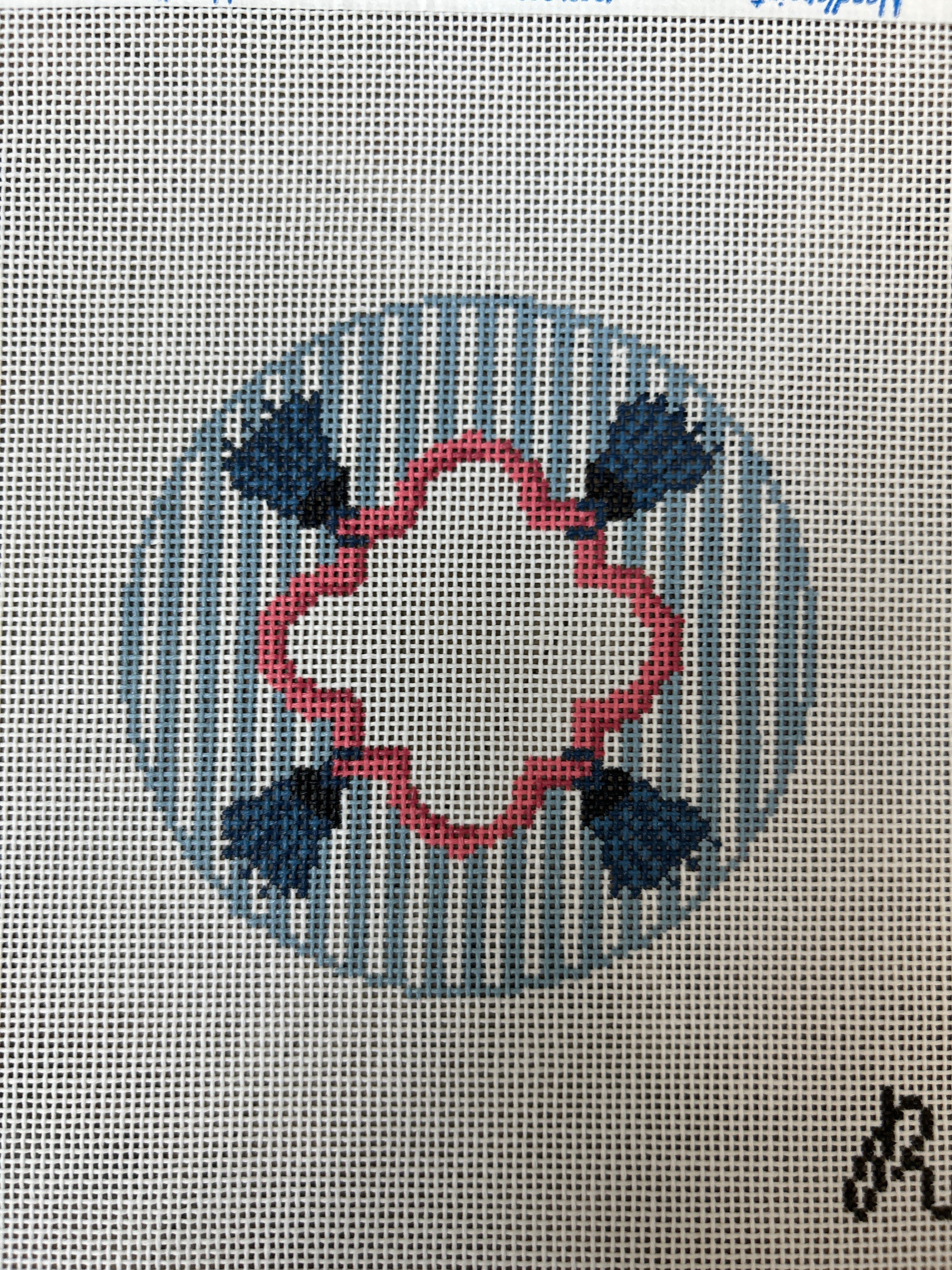 Striped Tassels Blue Round