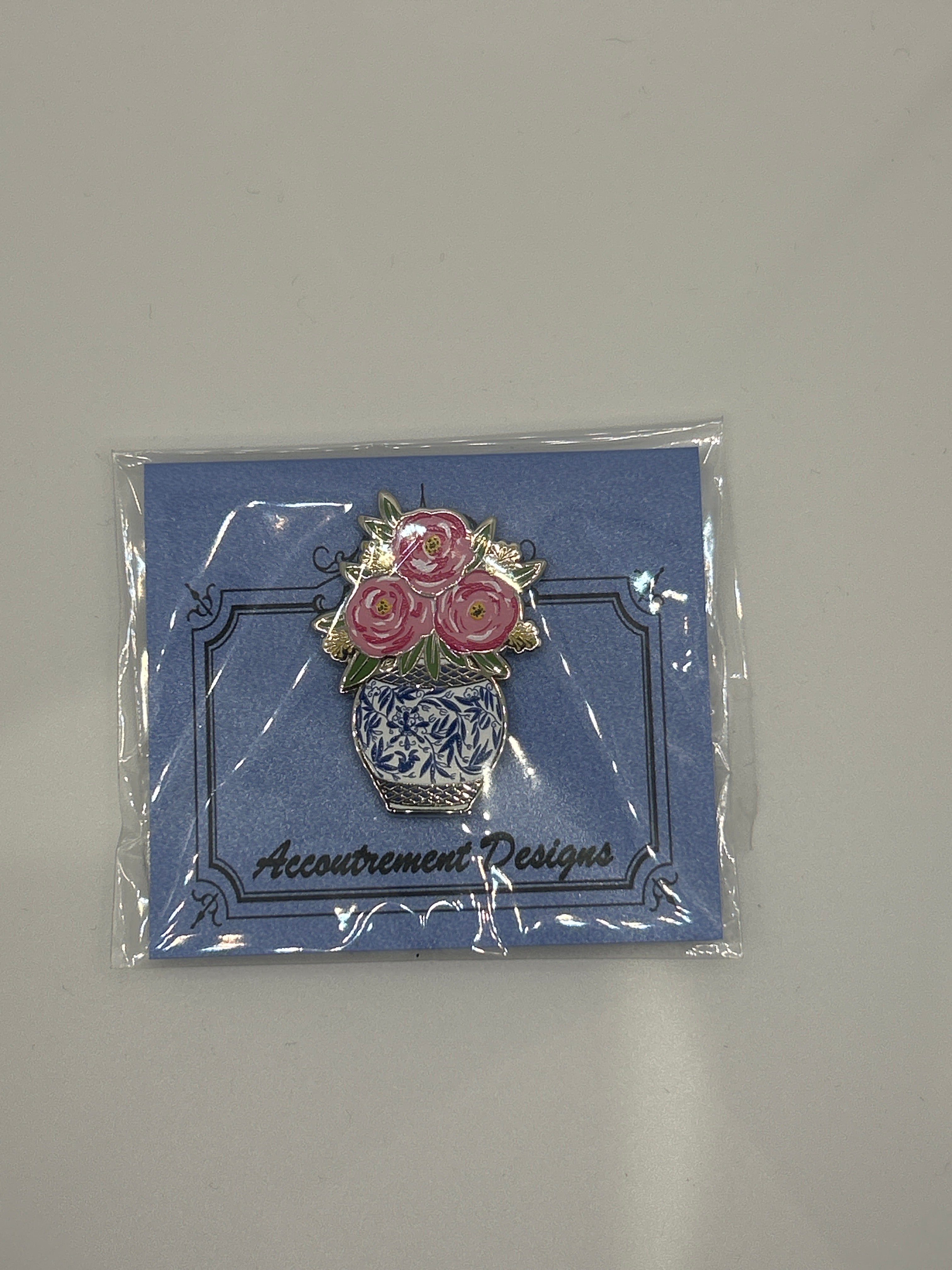 Pink Floral Vase Needleminder