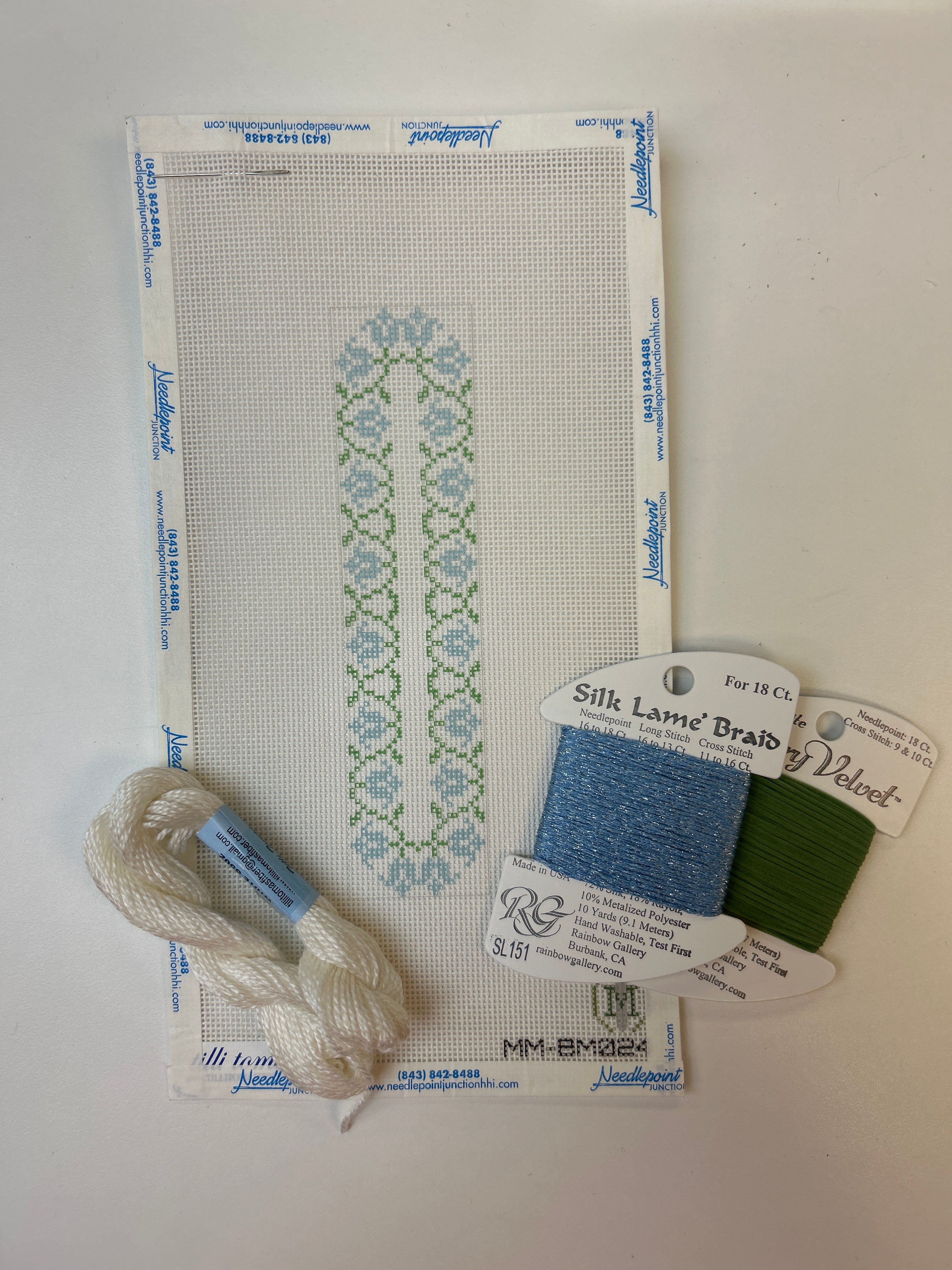 Blue and Green Floral Bookmark Canvas