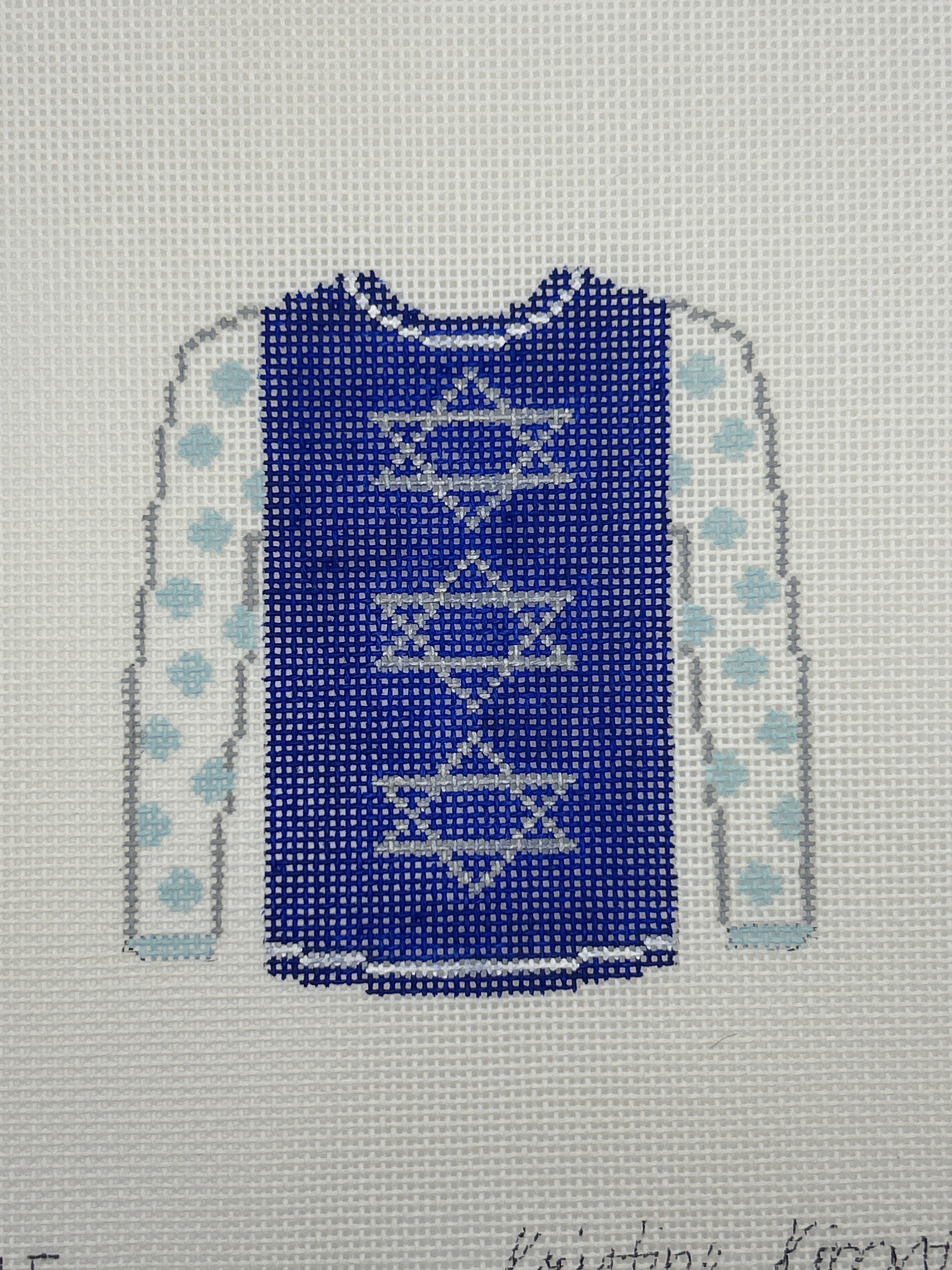 Star of David on Royal Blue Sweater O-212F