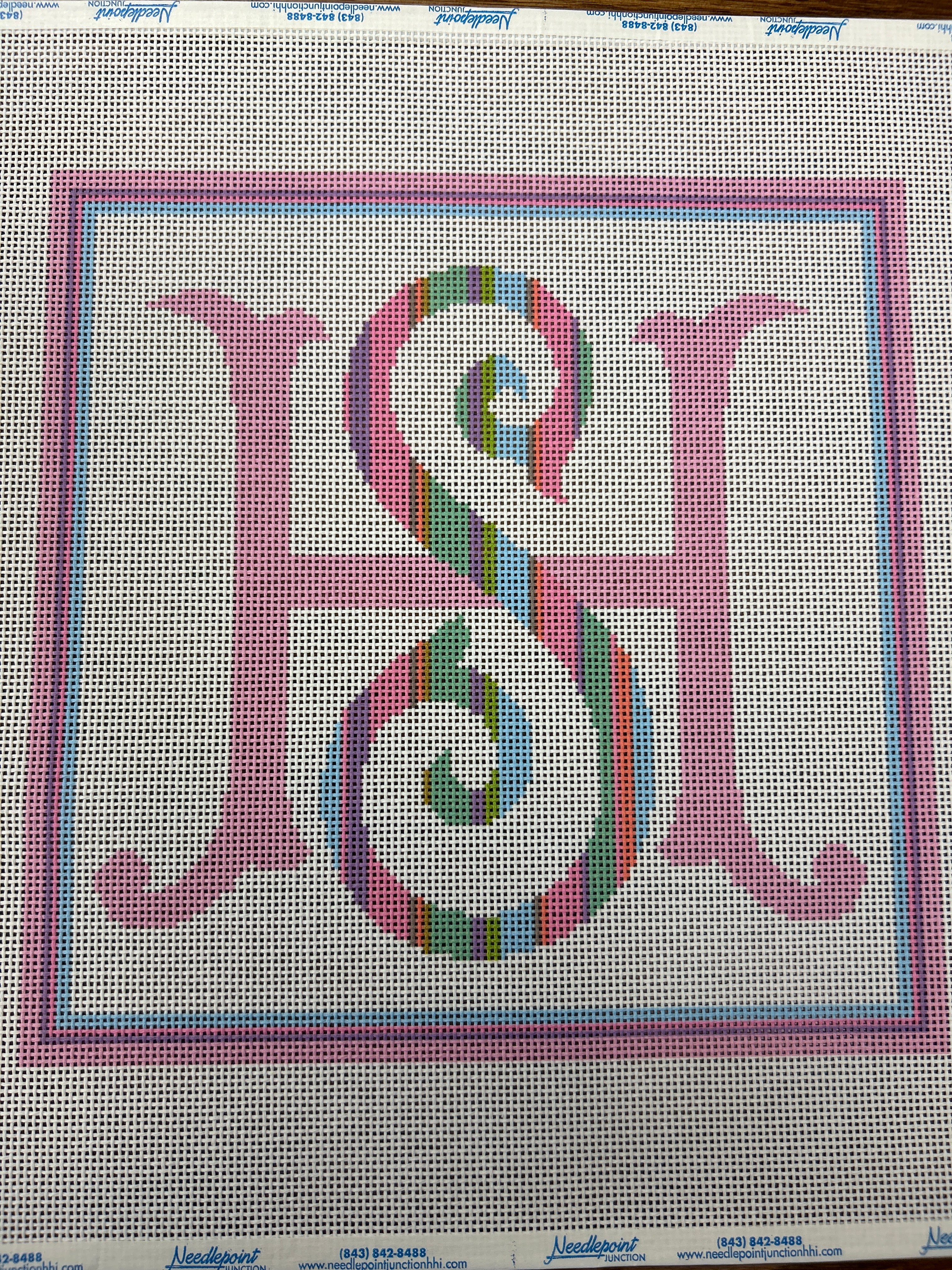 Shuler Monogram F Shuler Stripe Monogram (Ready Made) — Needlepoint Junction
