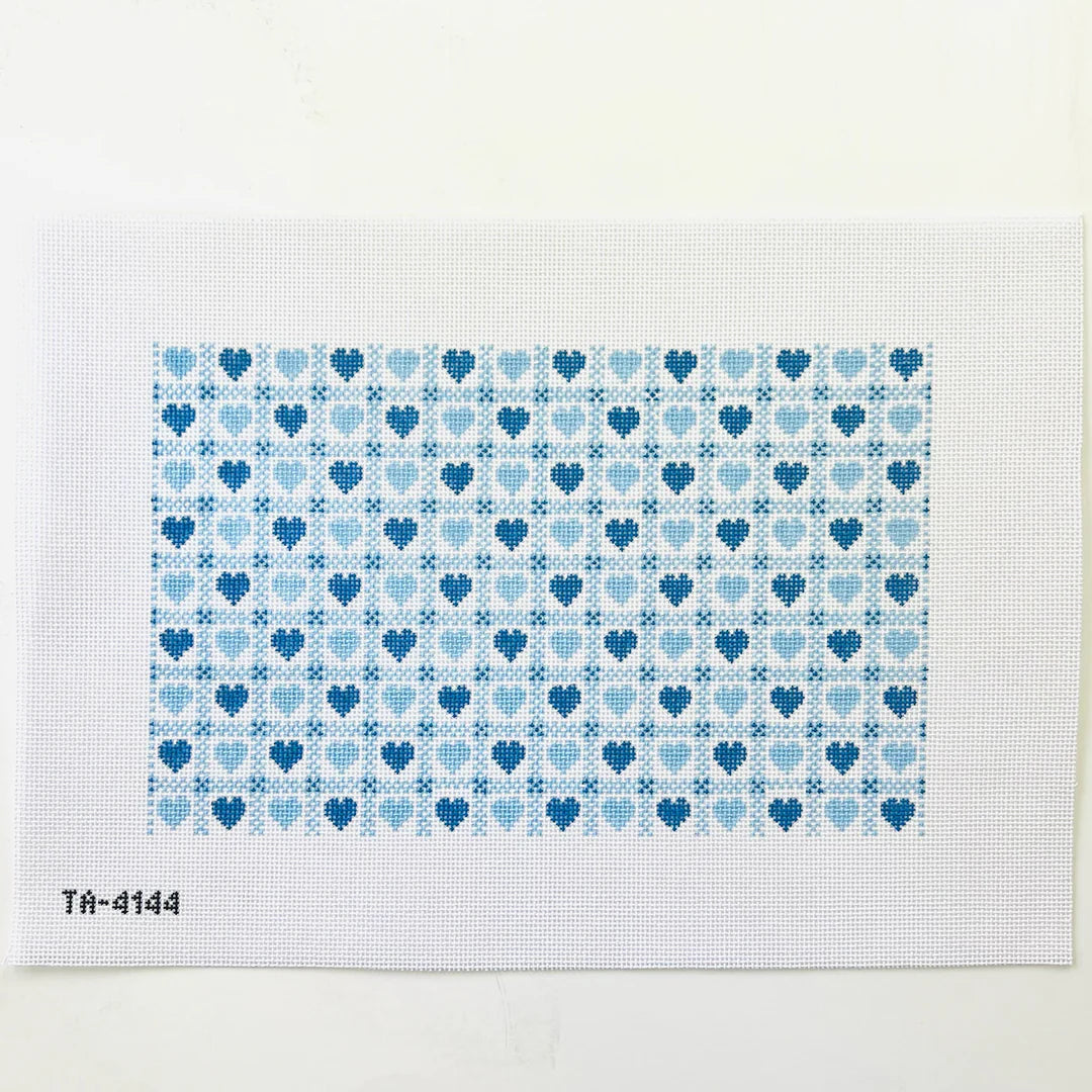 Blue Heart Check Pillow Canvas TA4144
