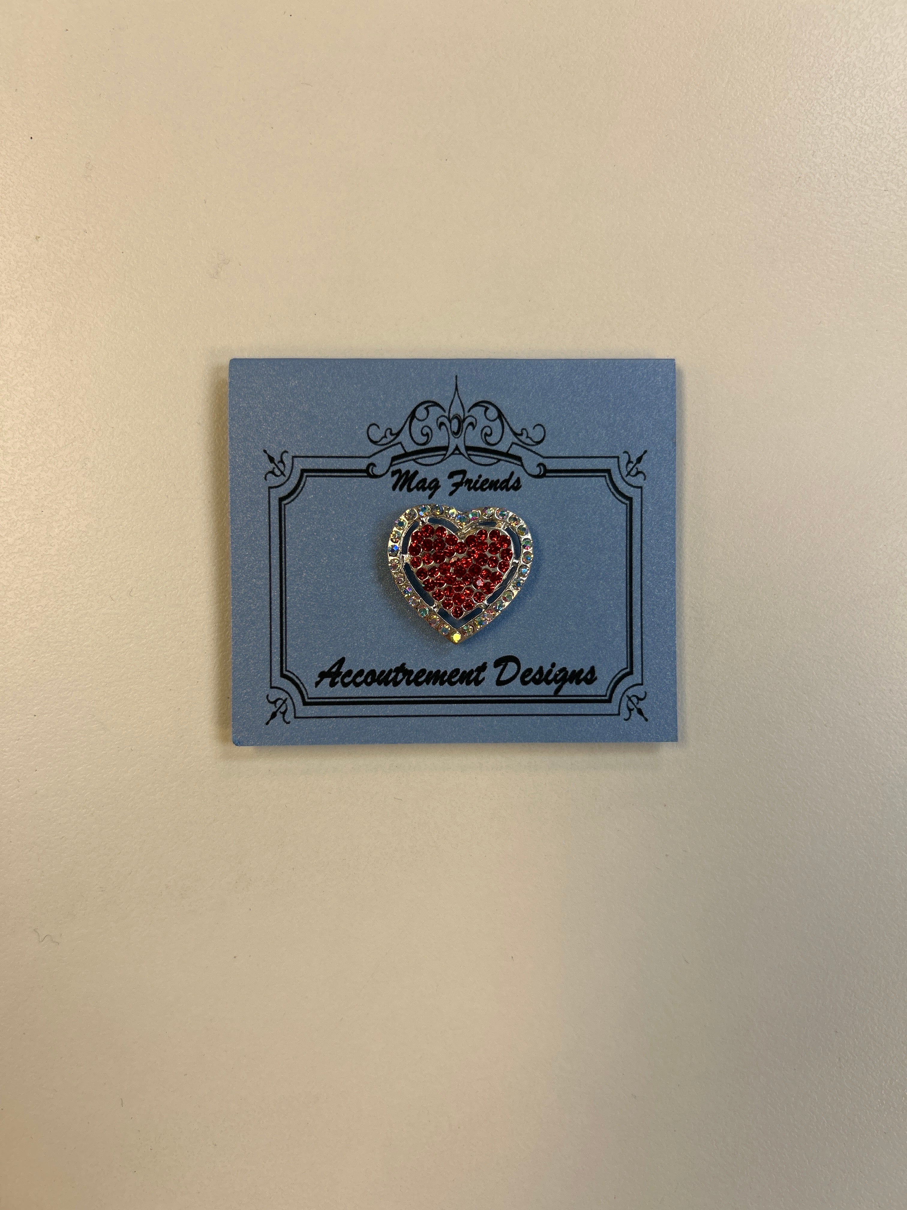 Red Double Crystal Heart Needleminder