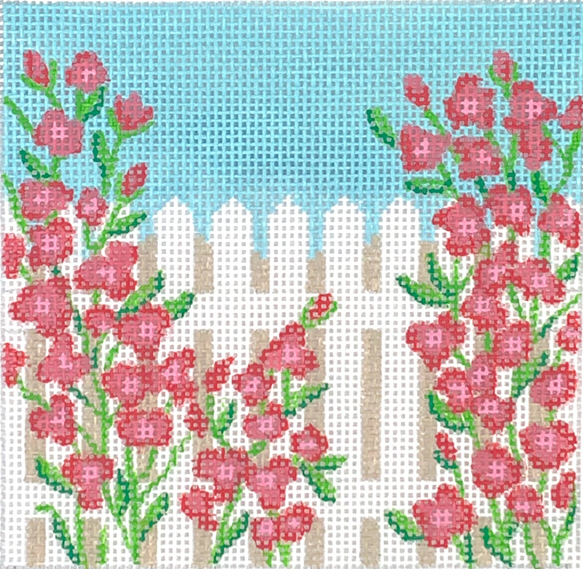 Rose Picket Fence 4 Inch Square INSSQ4 — Needlepoint Junction