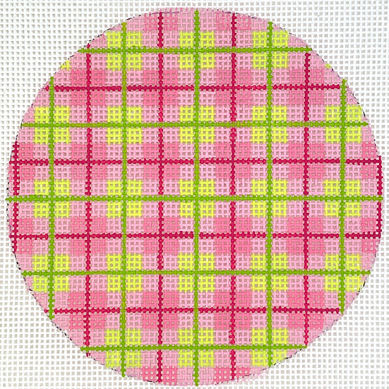 Madras Plaid – pinks & greens with grass green letter INSMC-27