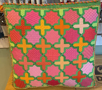 Moroccan Tiles – Crosses & Stars in pinks, oranges w/ greens PL-140
