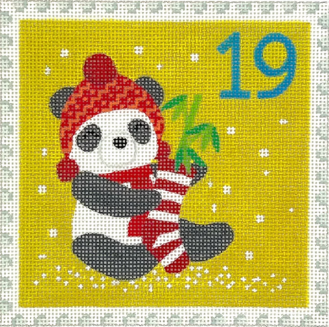 Klara Hawkins – Advent Stamp #19 – Panda w/ Stocking  KH-PL-19