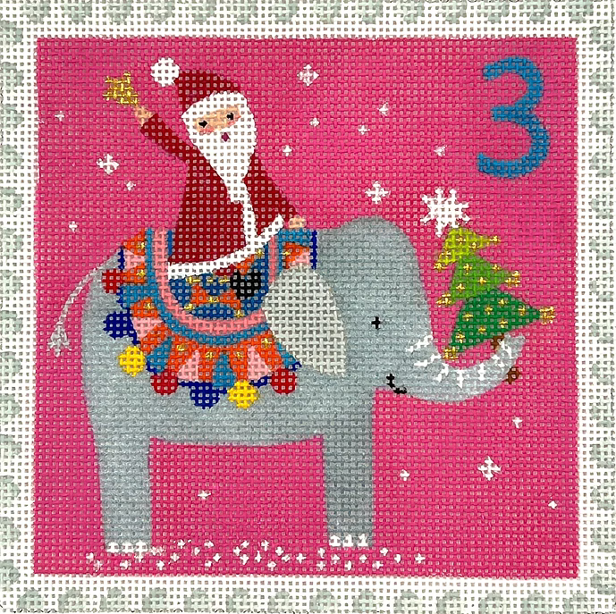 Klara Hawkins – Advent Stamp #3 – Santa on Elephant KH-PL-03