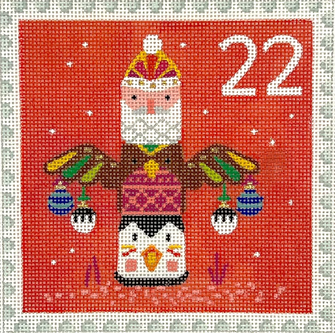 Klara Hawkins – Advent Stamp #22 – Totem Pole w/ Ornaments KH-PL-22