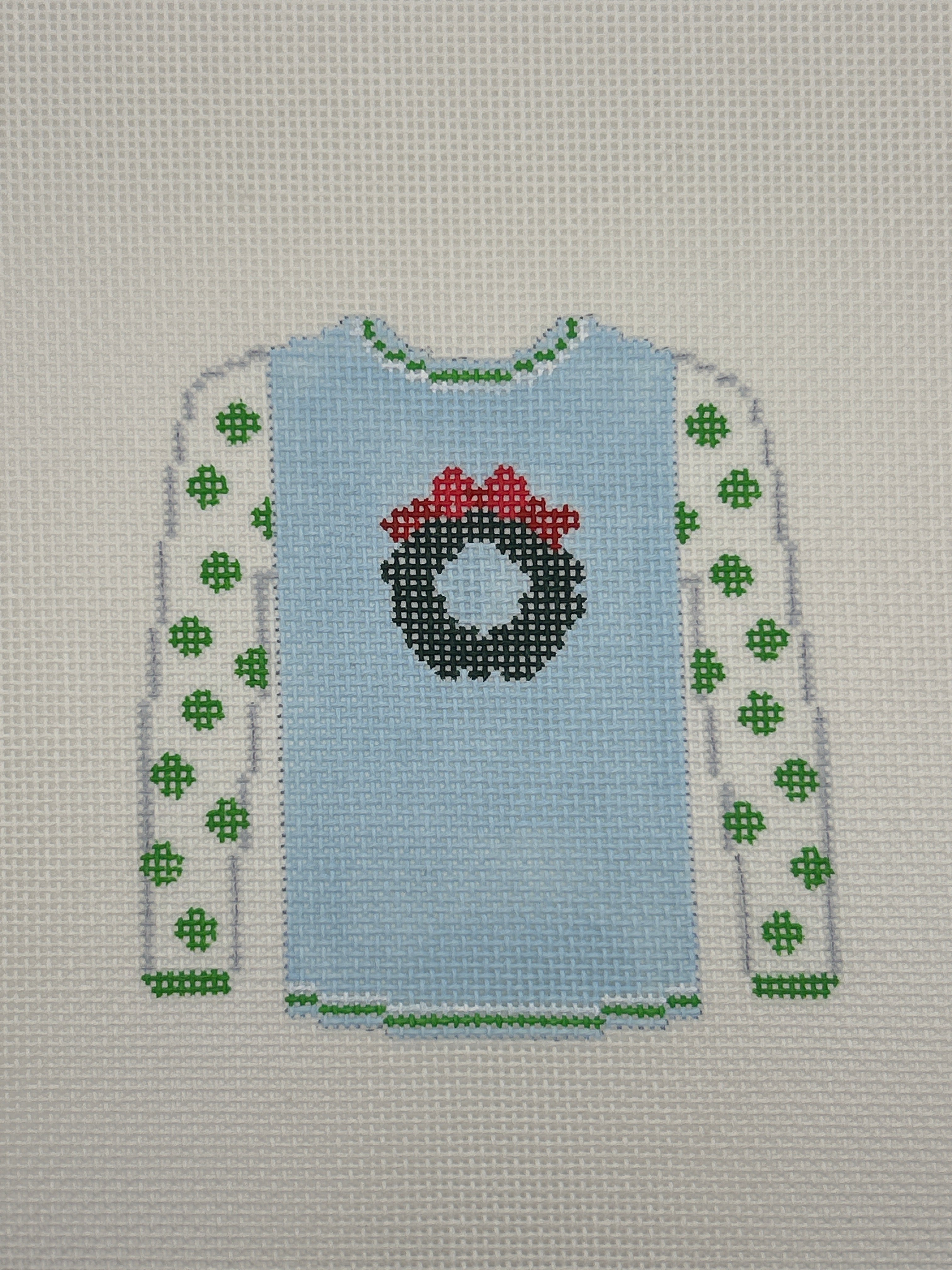 Wreath on Blue Sweater O-199U