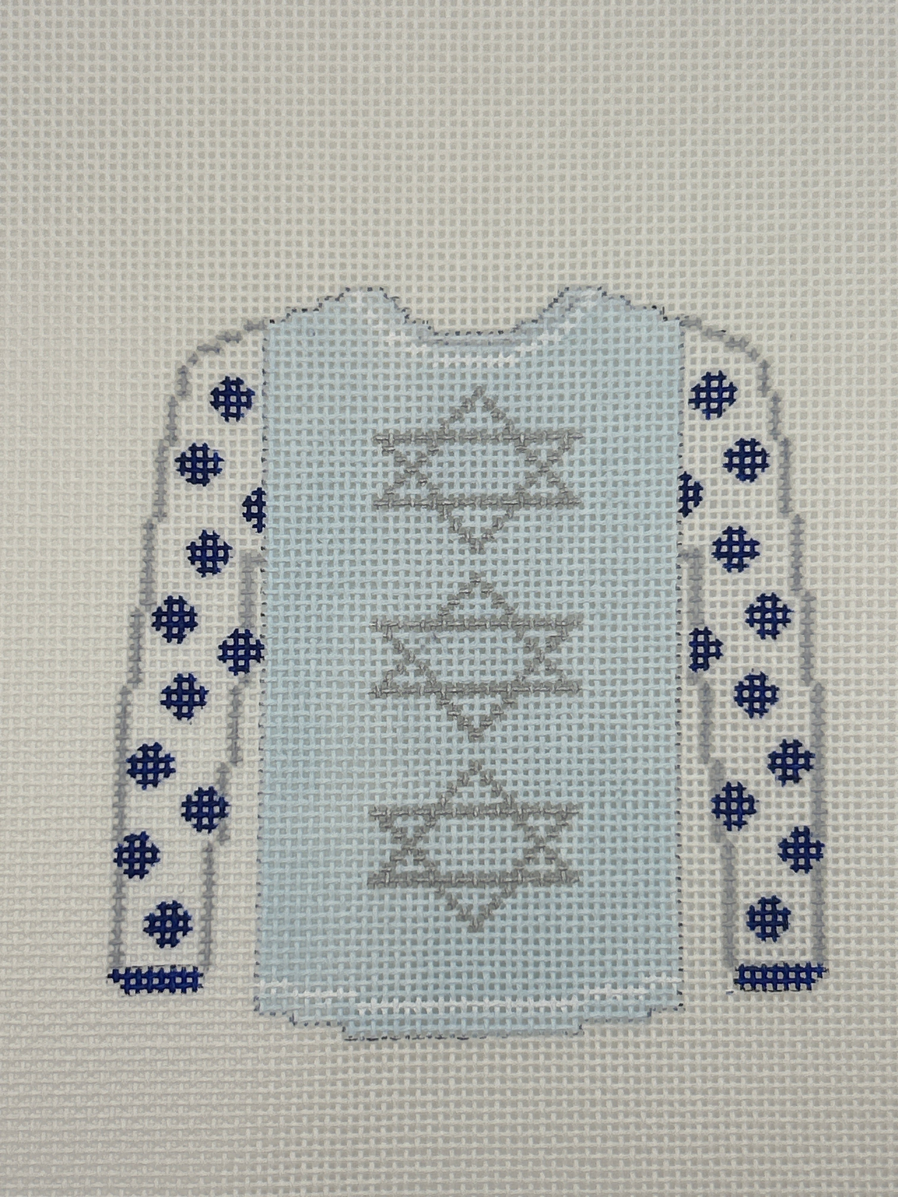 Star of David on Blue Sweater O-212E