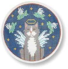 Grey Angel Cat with Fish CE-XO 02