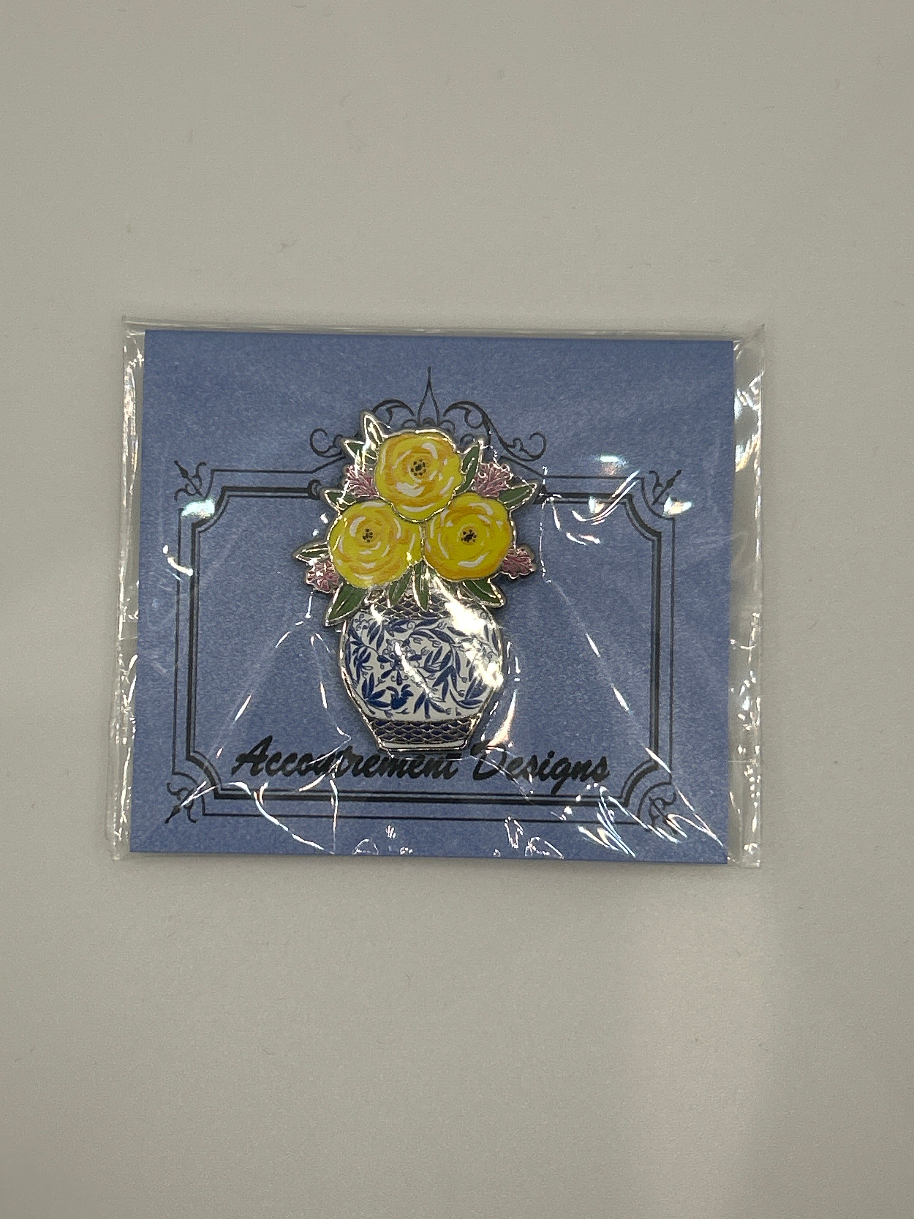 Yellow Floral Vase Needleminder