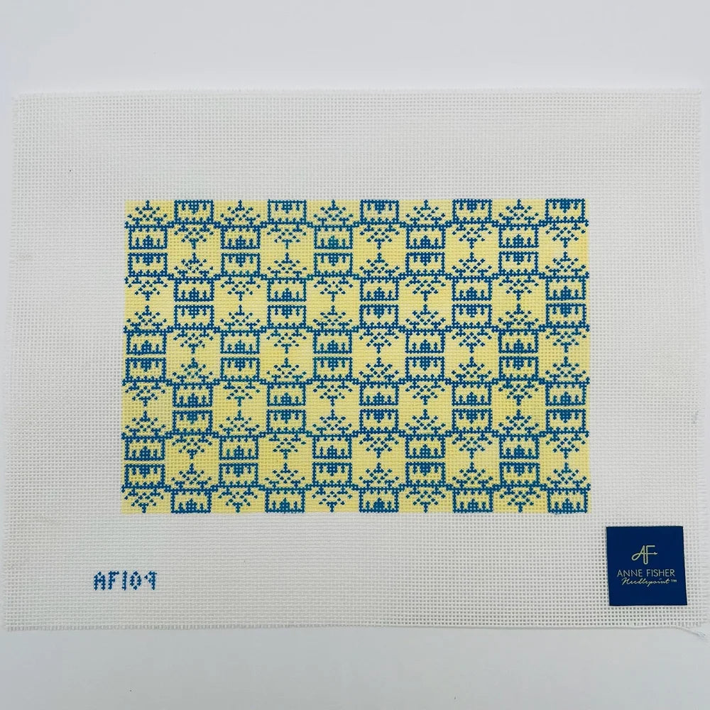 Anne Fisher Yellow/Blue Pagoda Print Clutch AF109