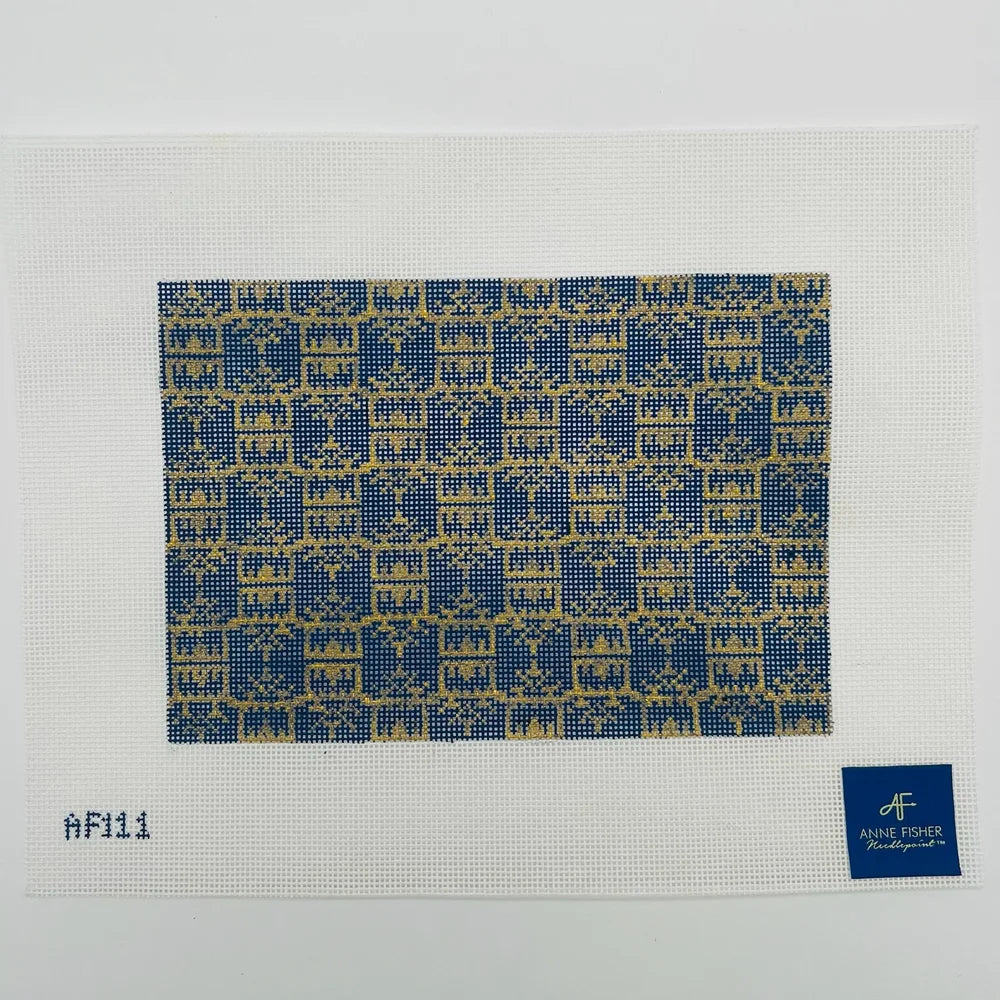 Anne Fisher Navy/Gold Pagoda Print Clutch AF111