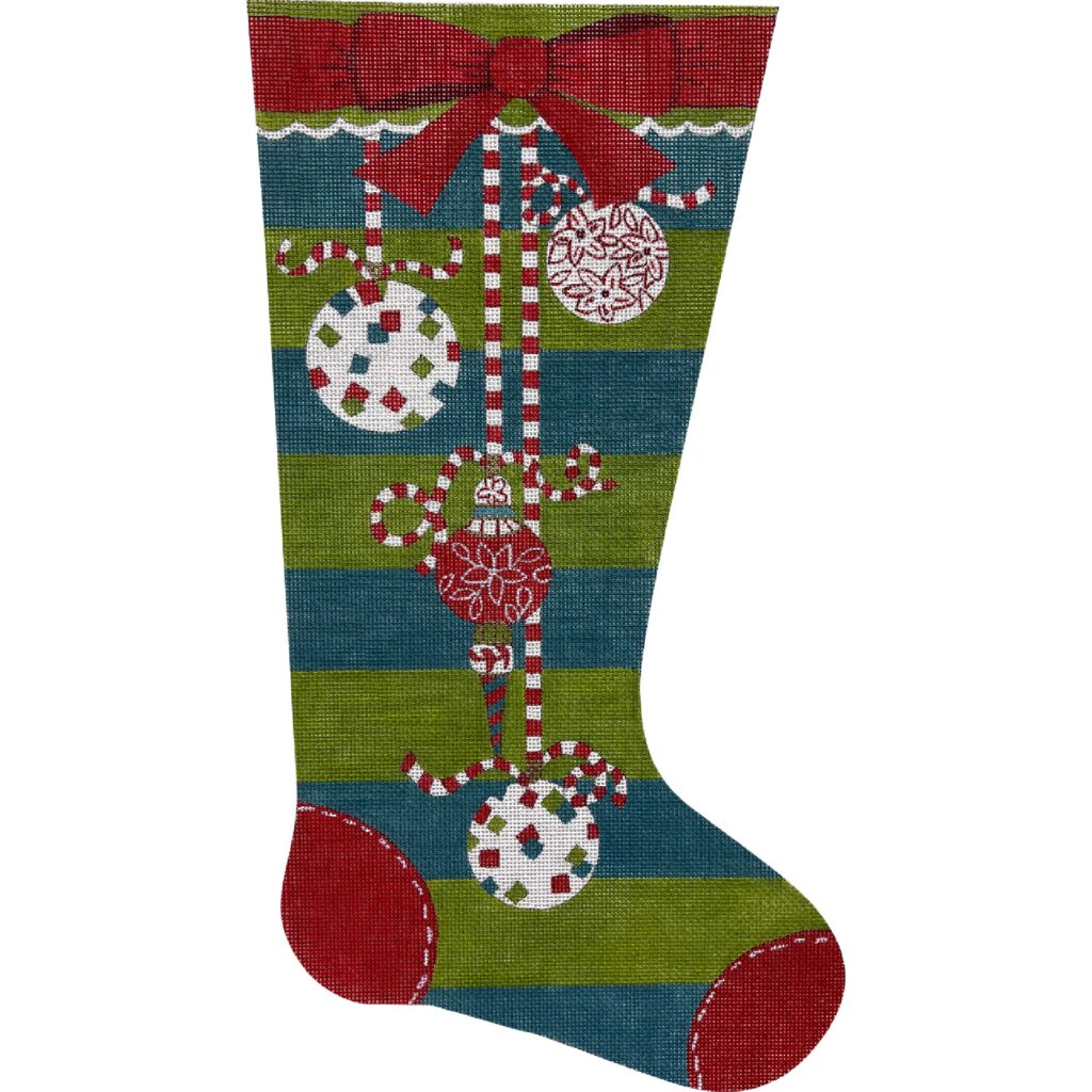 Striped with Ornaments Stocking 4670 AP