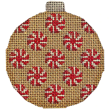 Peppermints on Gold Ball Ornament - ATct1844