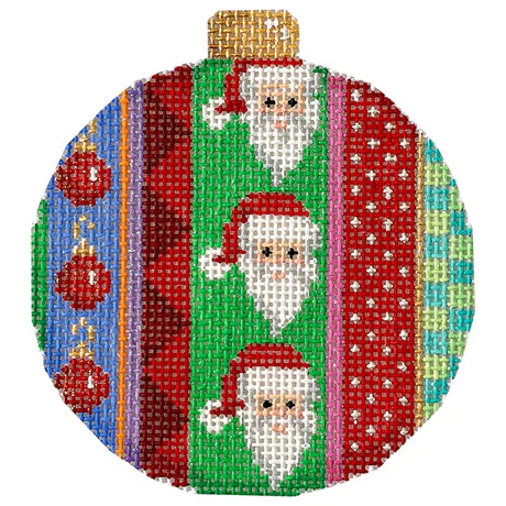 Santa Jolly Stripe Ball Ornament - ATct1846