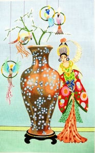 Woman with Vase and Parrots C-524