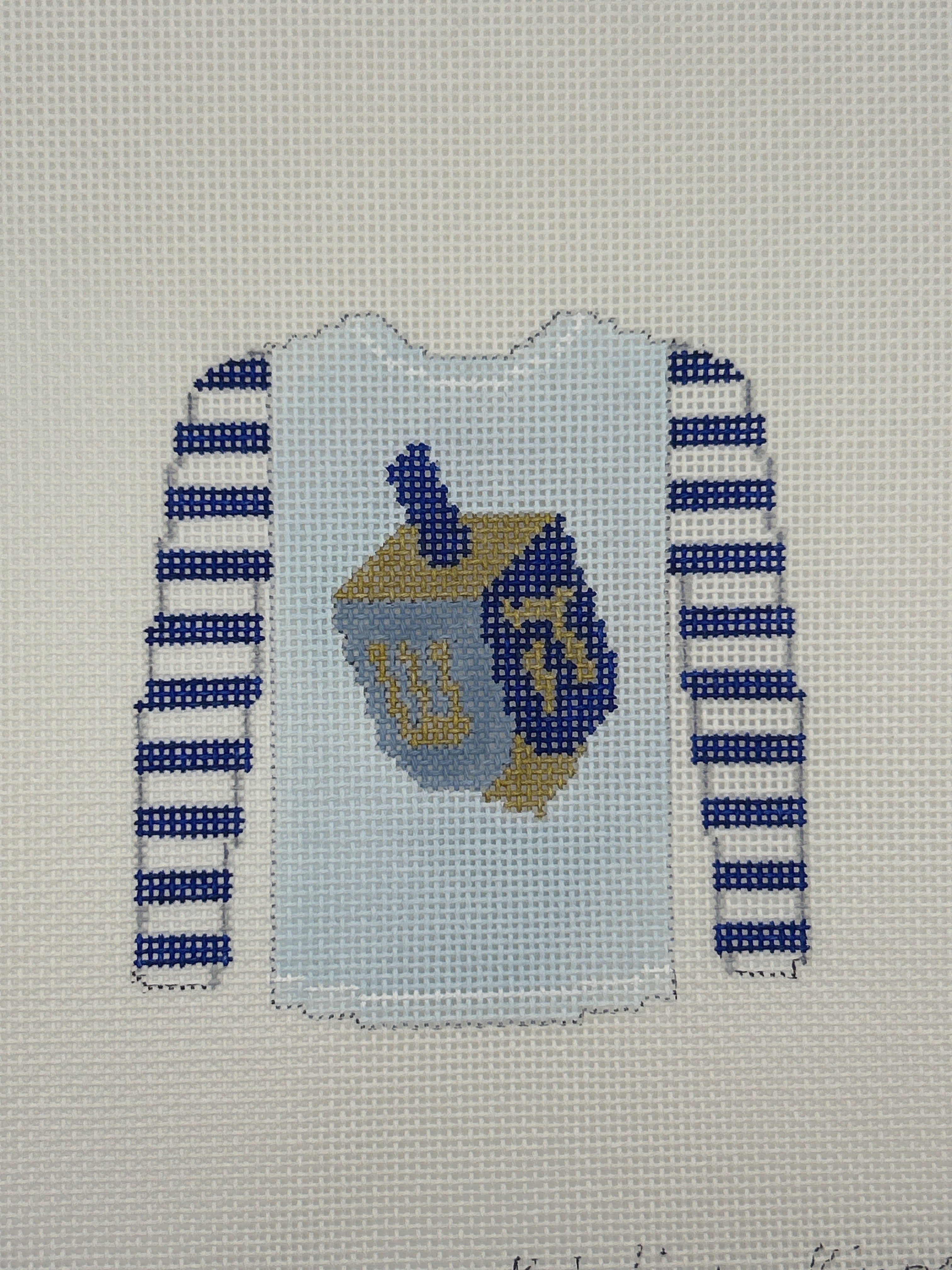 Dreidel on Blue Sweater O-212G