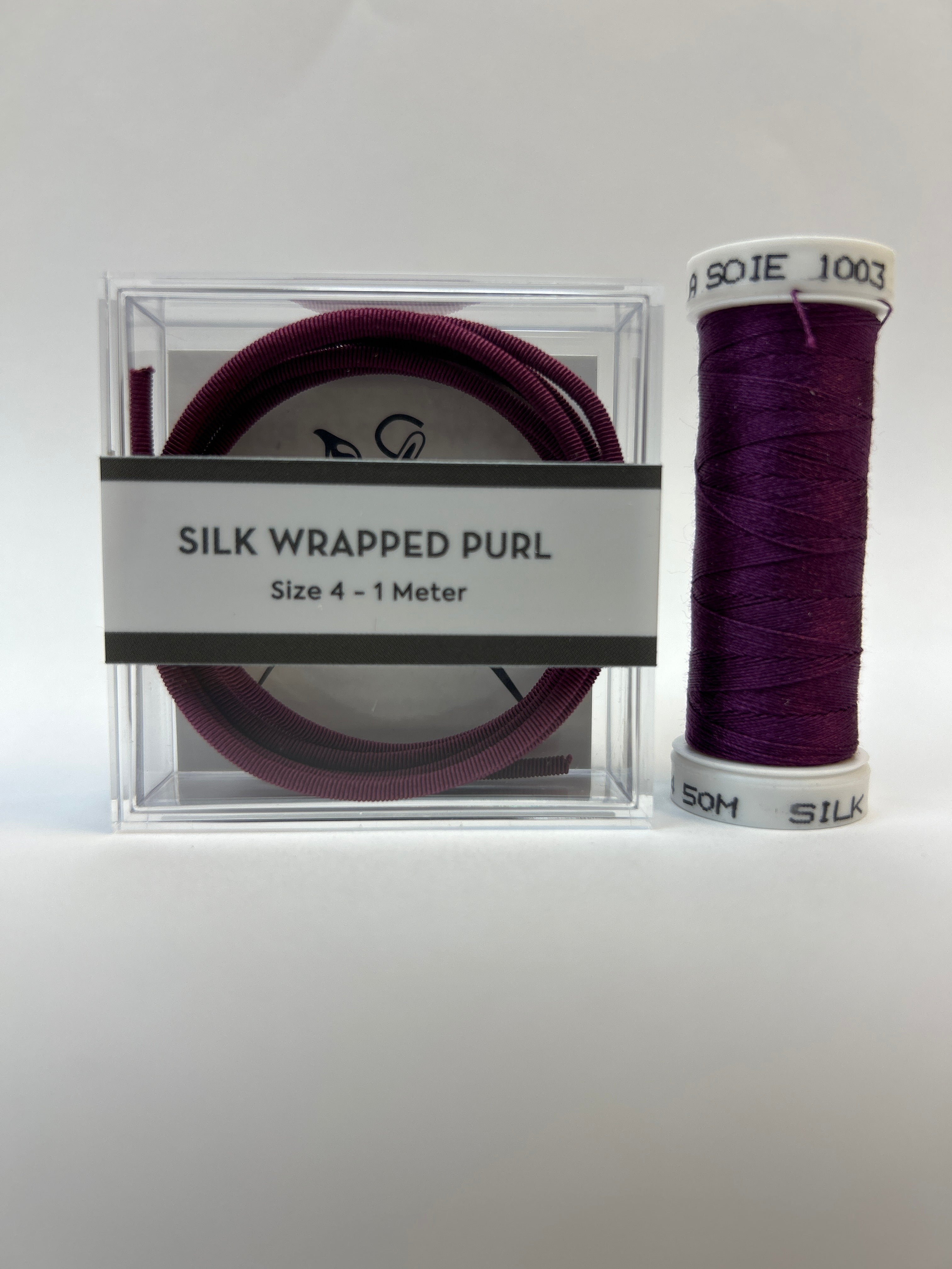 Silk Wrapped Purl Size 4 with Couching Thread