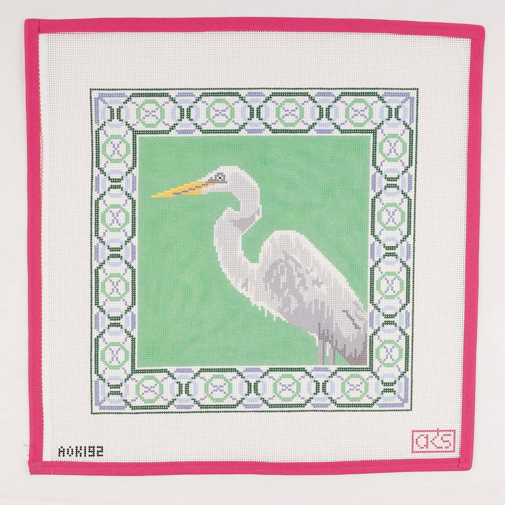 Egret on Green pillow AOK192