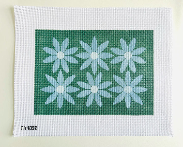 Courteney Six Flowers Canvas - Green and Blue TA4052