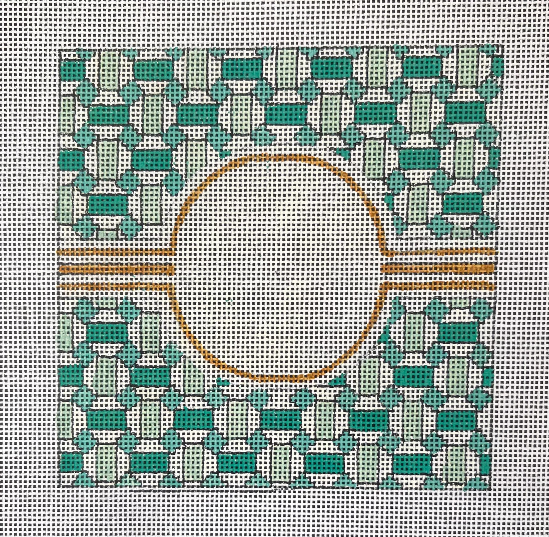 Teal with Gold Geometric  Square