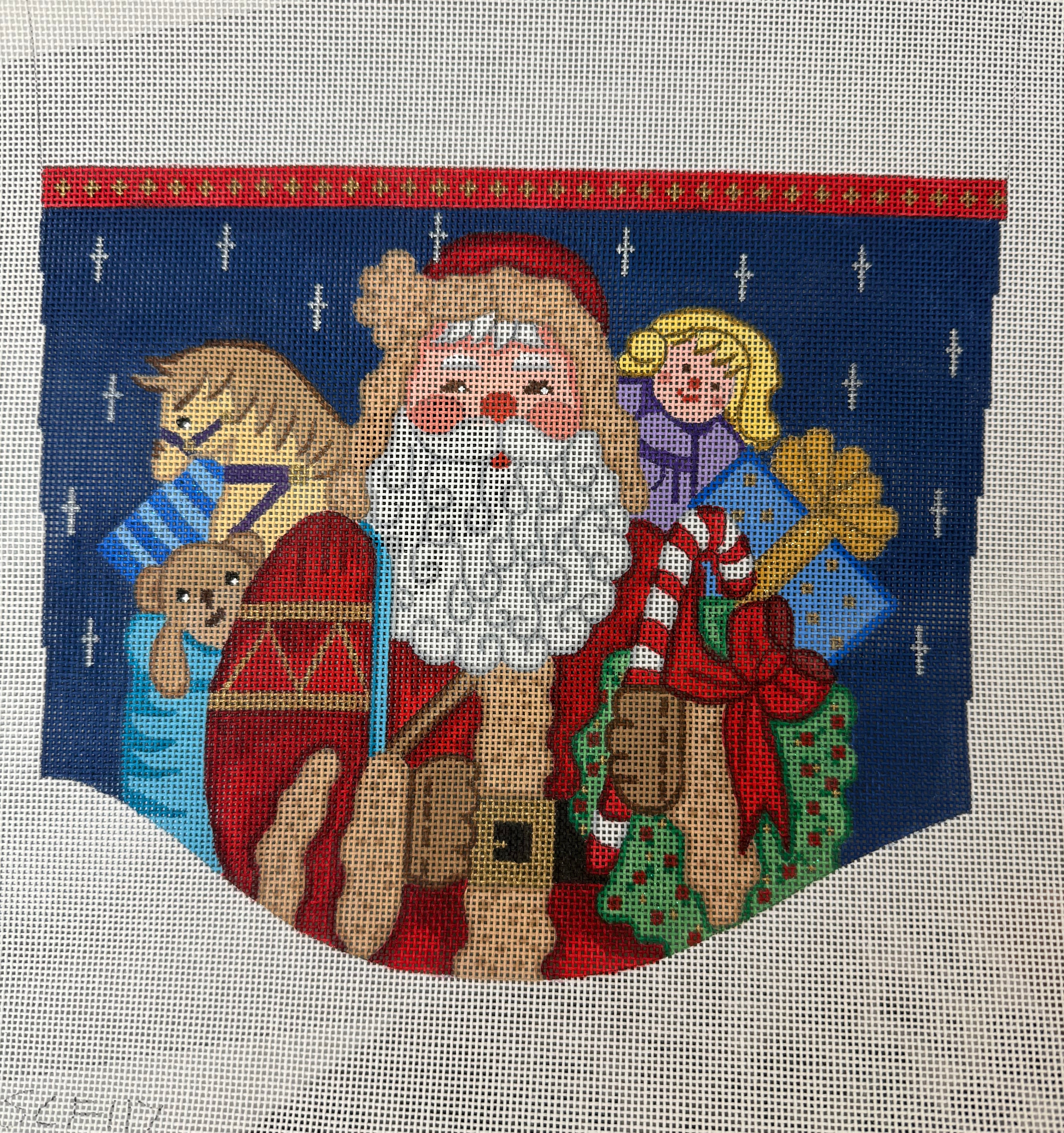 Santa with Toys Stocking Cuff