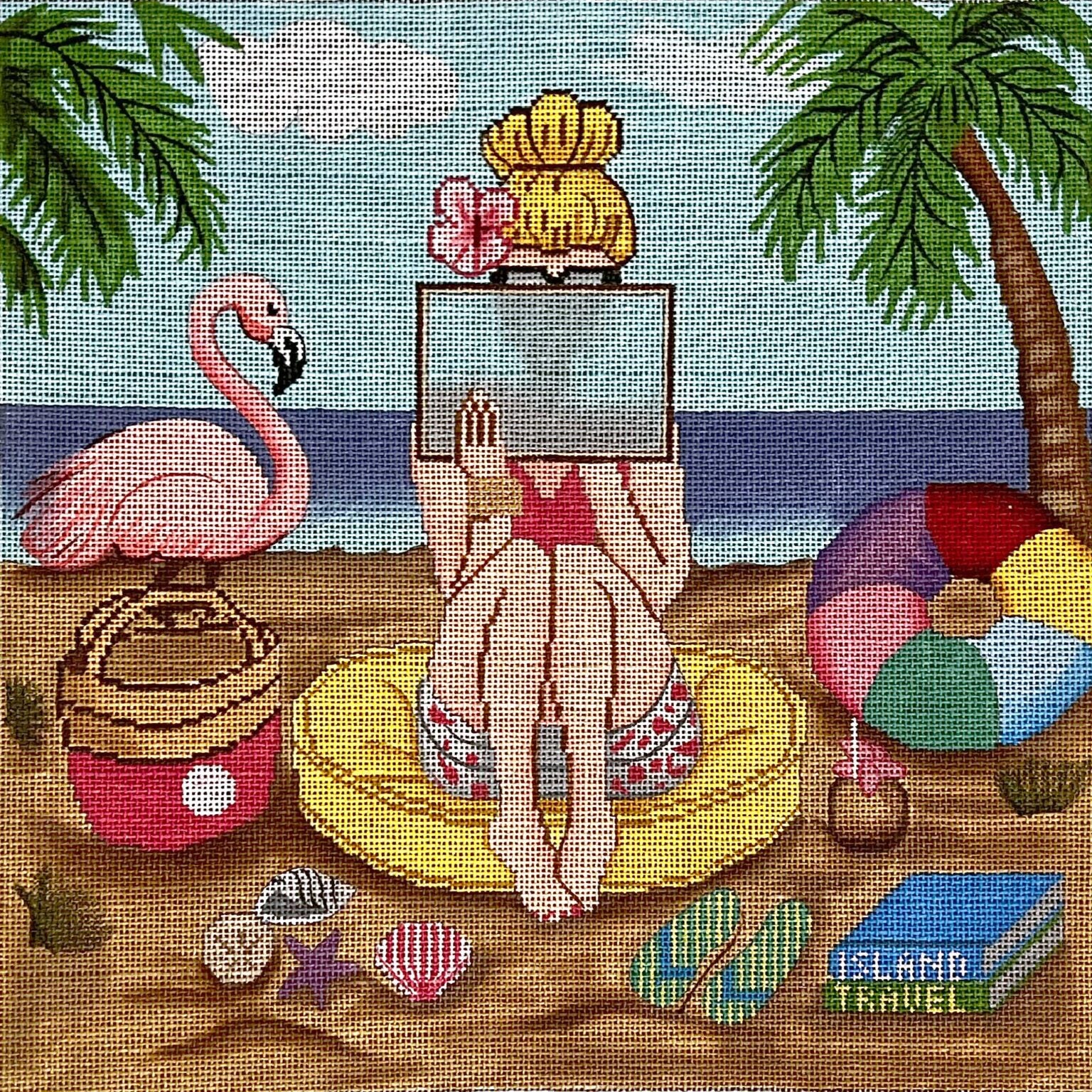 Stitching Girl at Beach P277 PRE ORDER