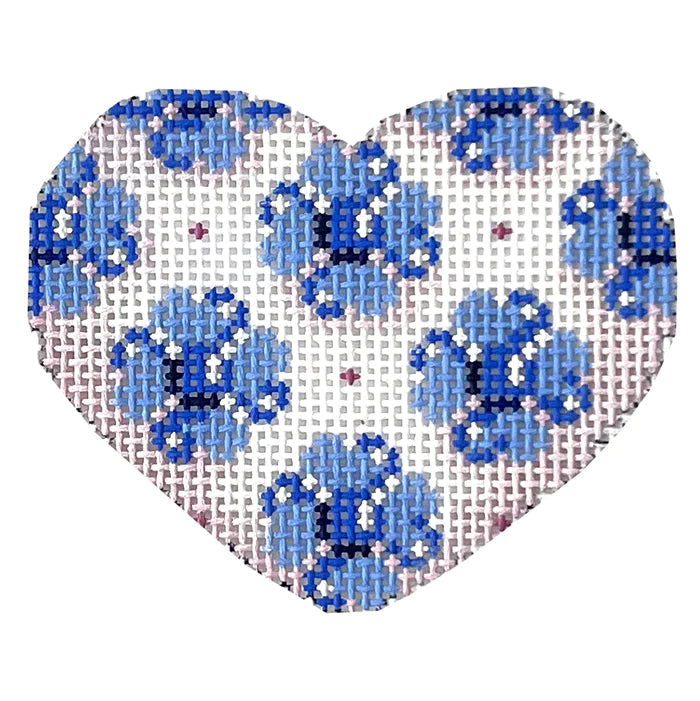 Blue Flowers Mini Heart - AThe676b