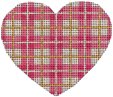 Pink/Gold Plaid Heart -  AThe860
