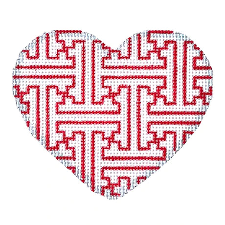 Red/White Fretwork Heart -  AThe861