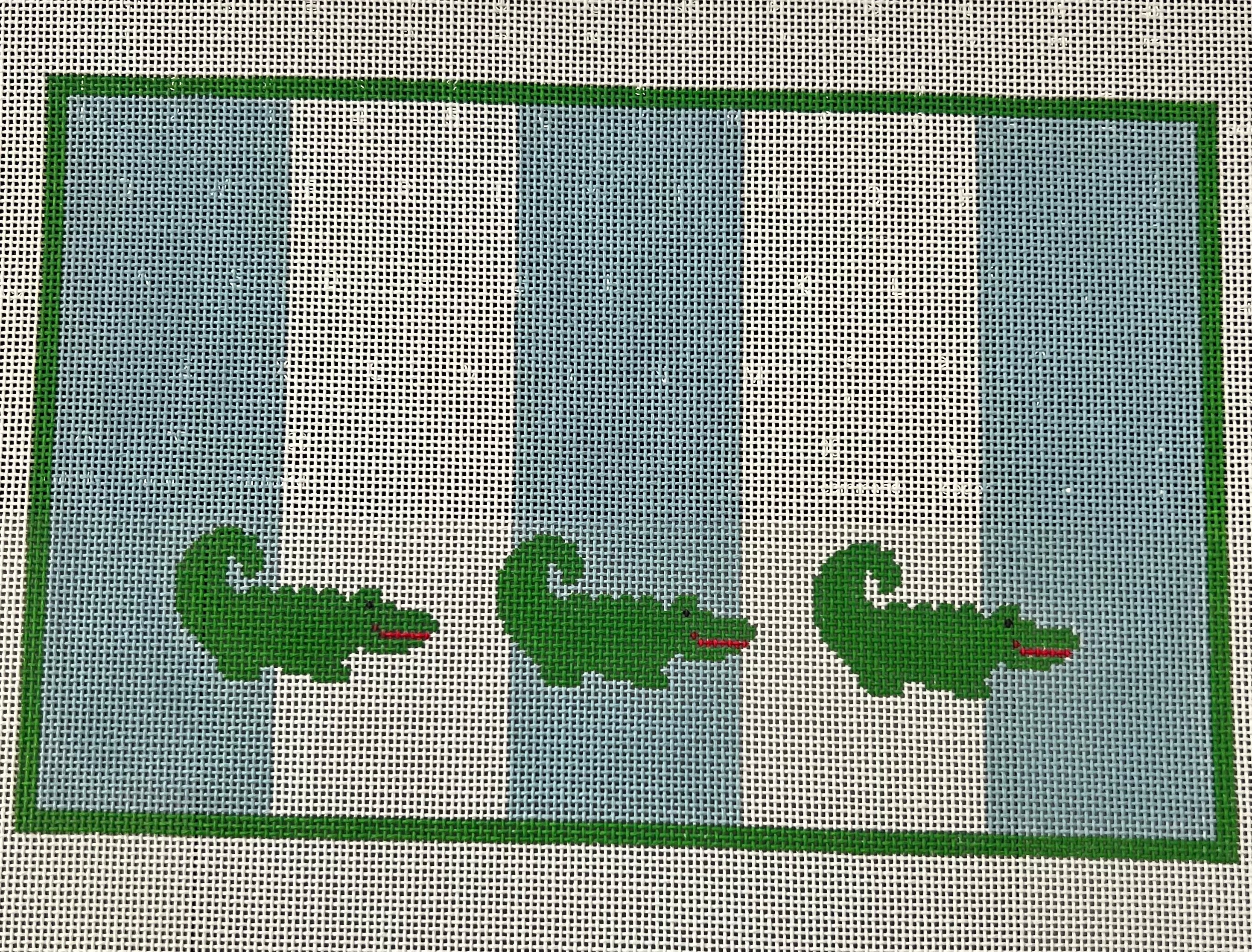 Alligators on Blue & White Stripe SG16 KK
