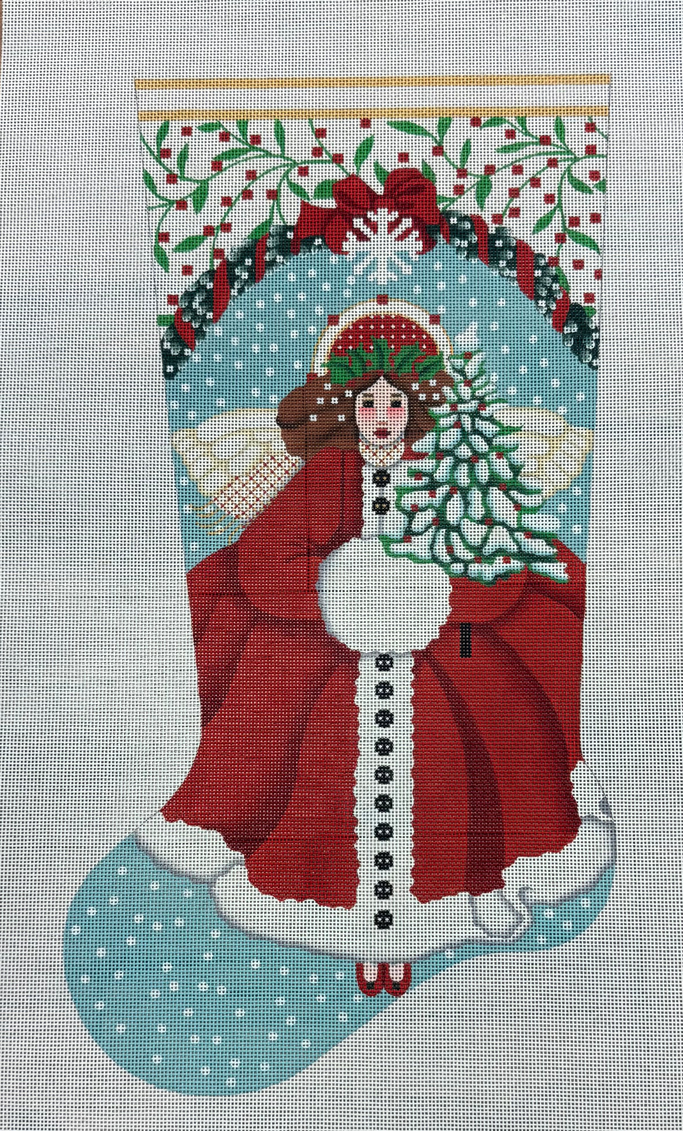 Snowy Red Angel Stocking 2055