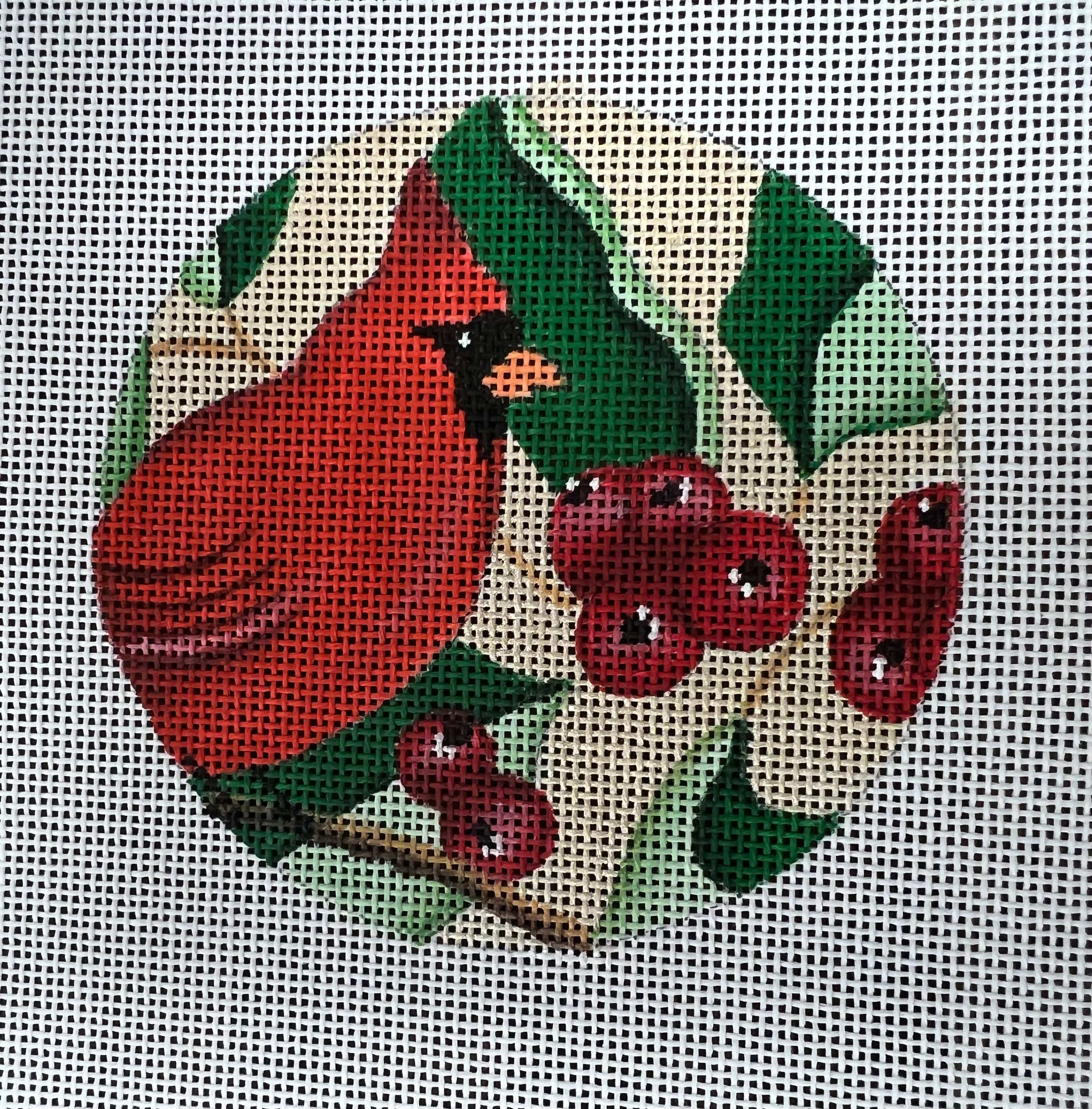 Cardinal with Berries Round