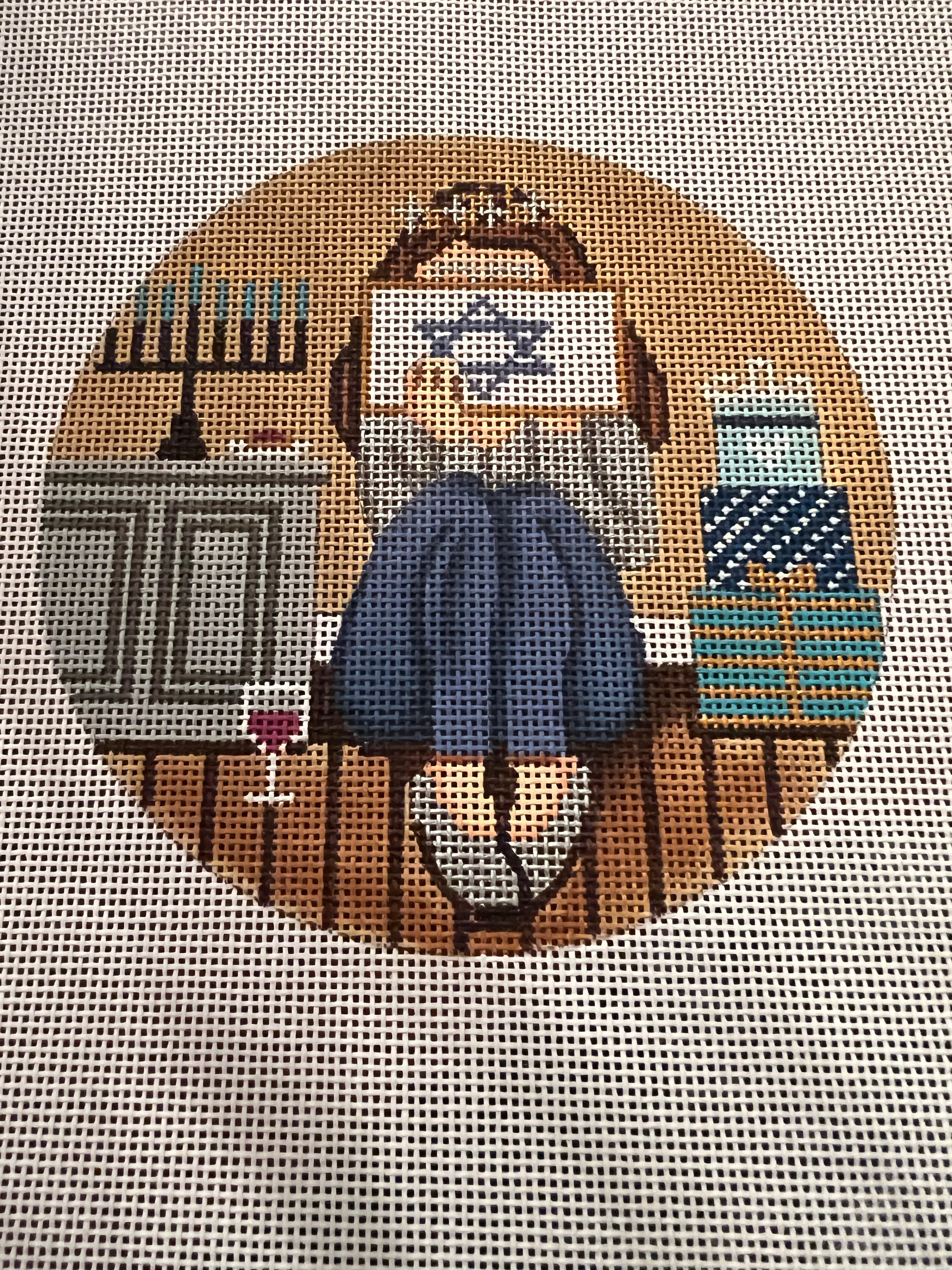 Girl Stitching Hanukkah Round GE GS197 PRE ORDER