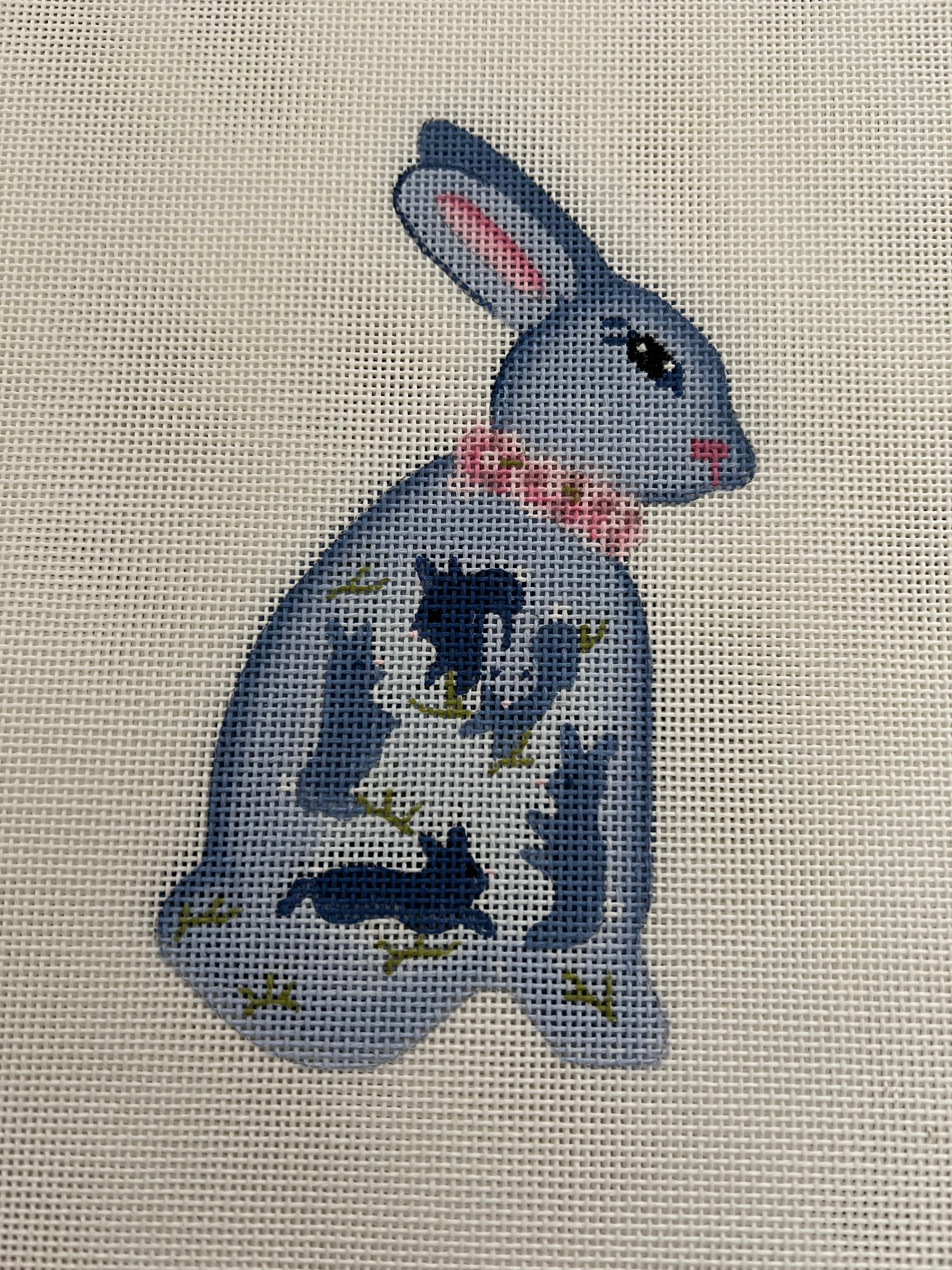 Small Blue Hare with pink Collar
