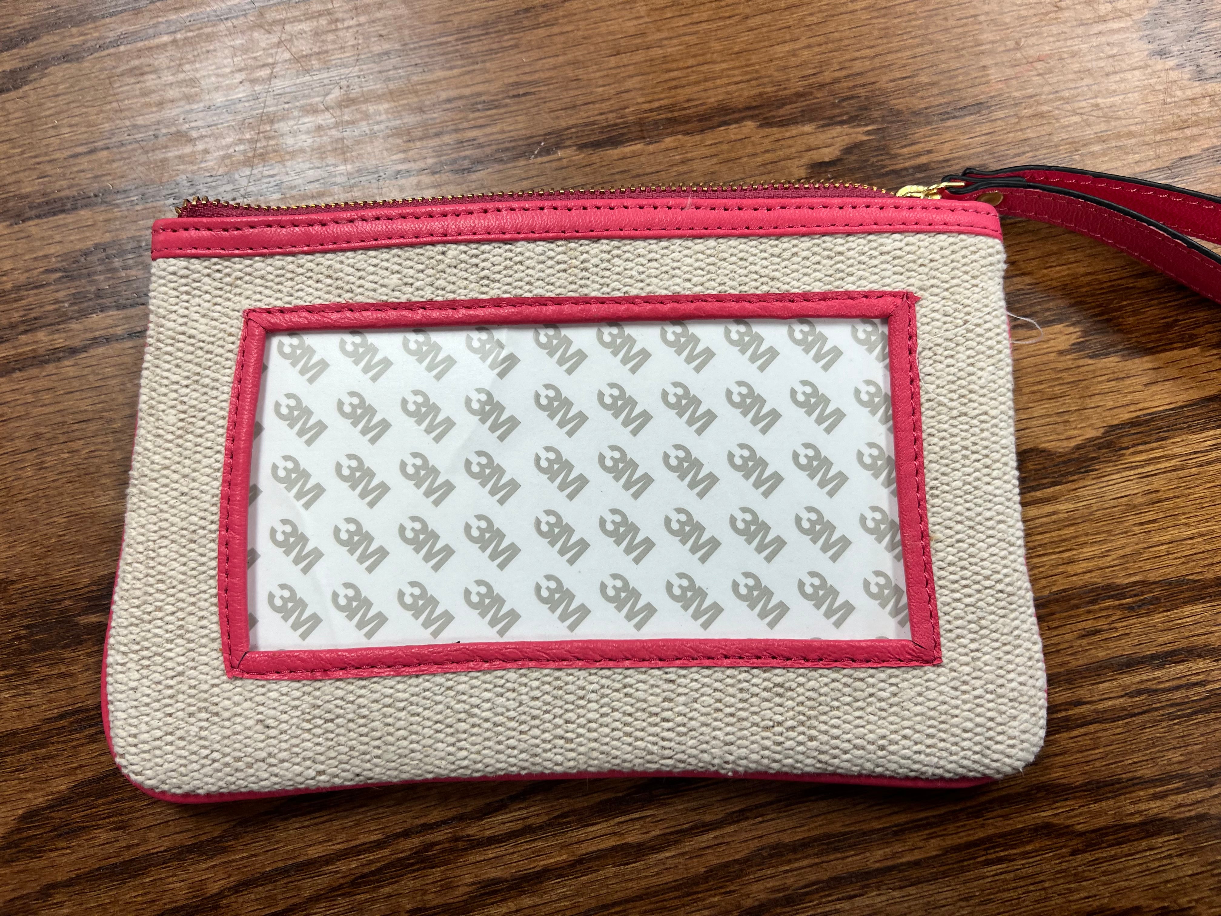 Canvas Wristlet with Leather trim Rect. insert