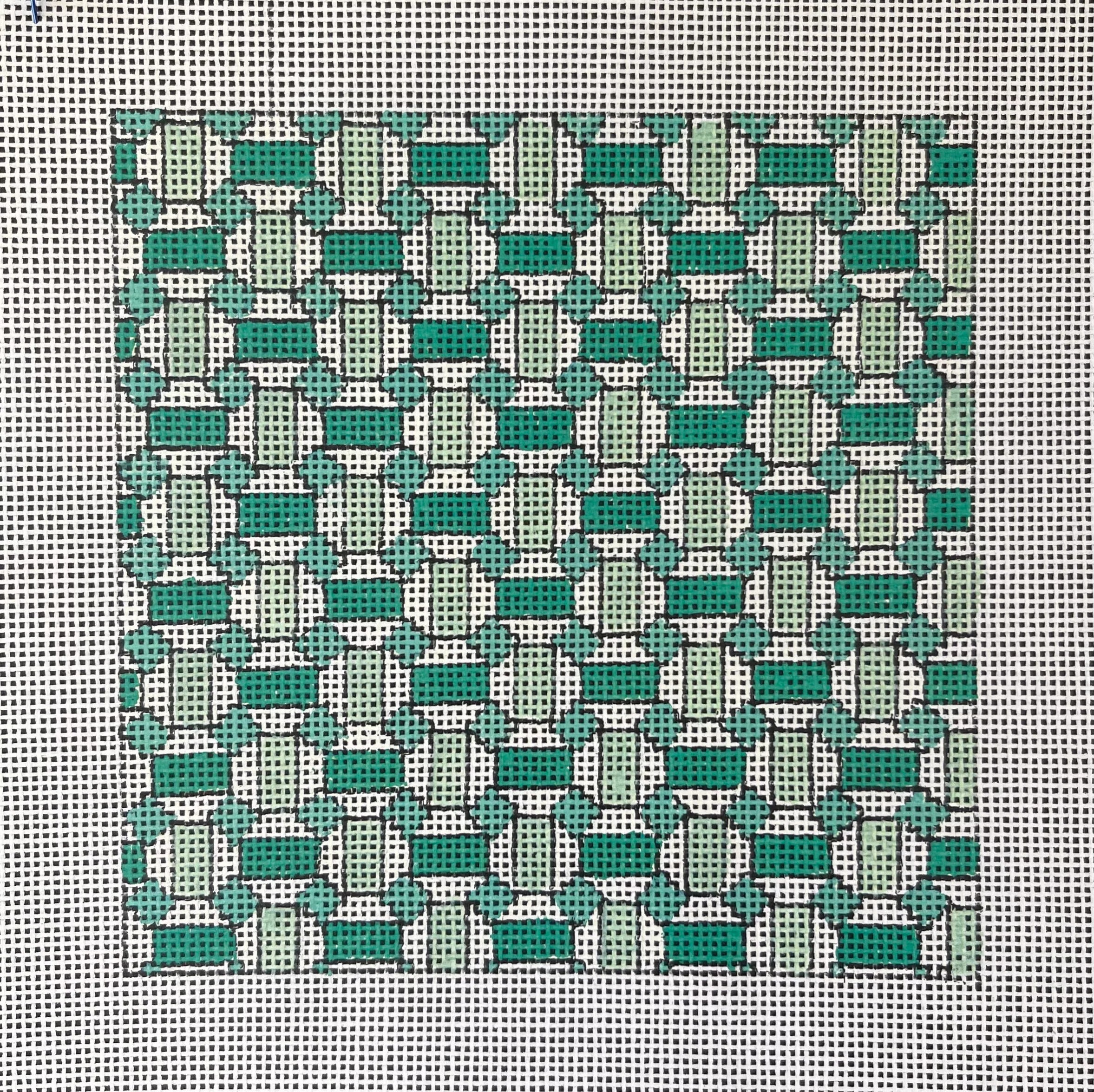 Teal with Gold Geometric 5 inch Square IN753