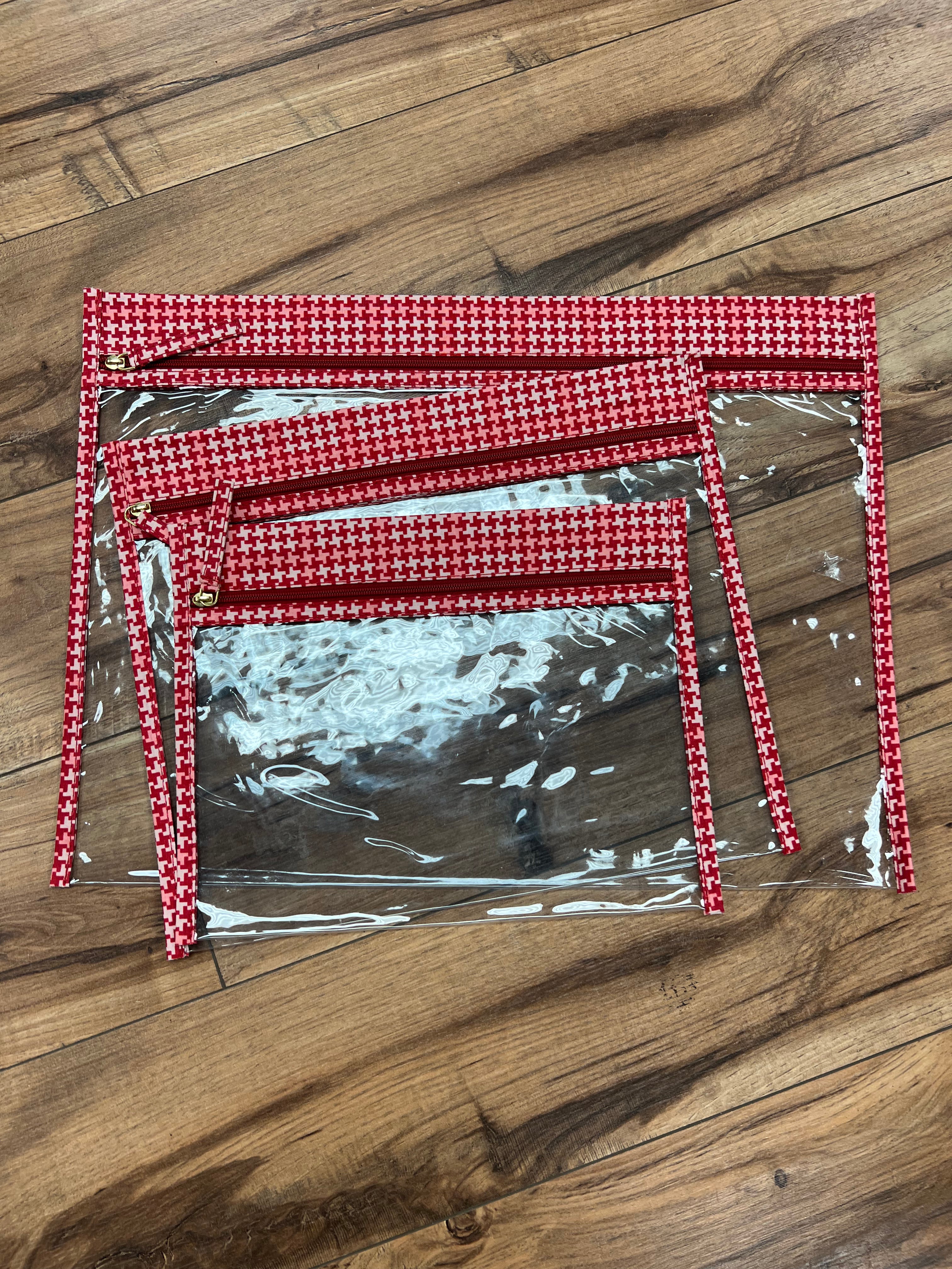 Red  Houndstooth Peek a Boo Project Bag set