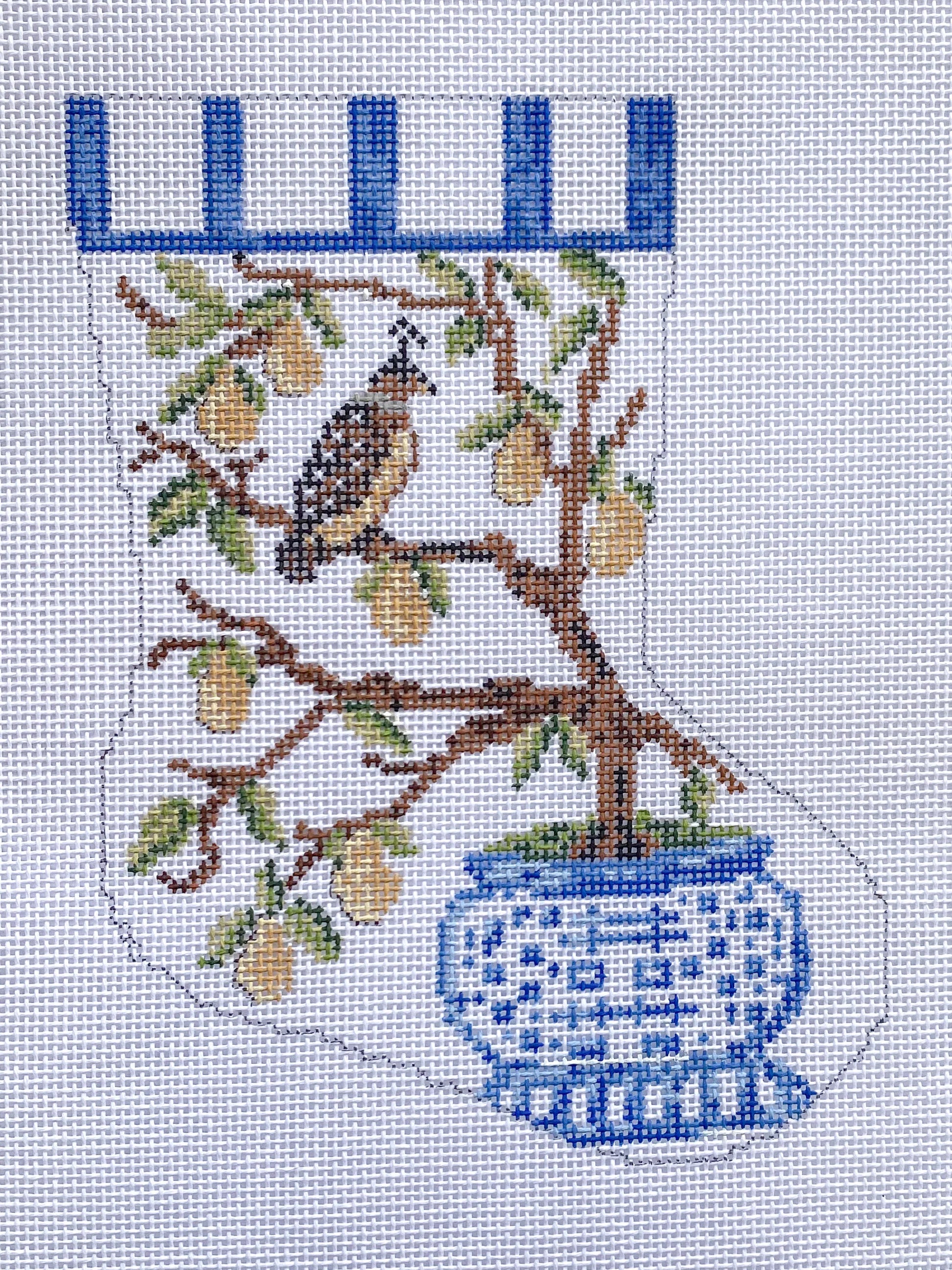 Partridge in a Pear Tree Ornament Sized Stocking Canvas BS15