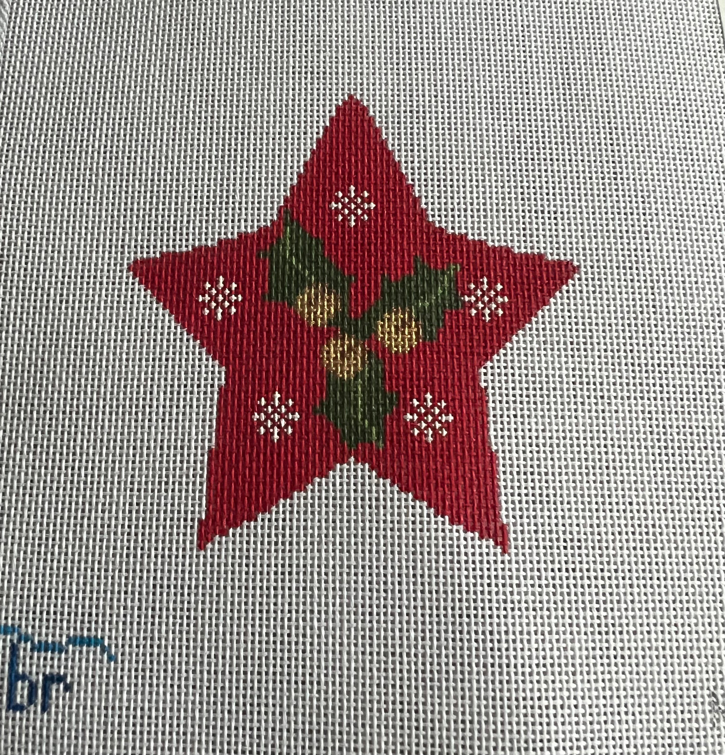 Christmas Star with Holly and Snowflakes BR N19